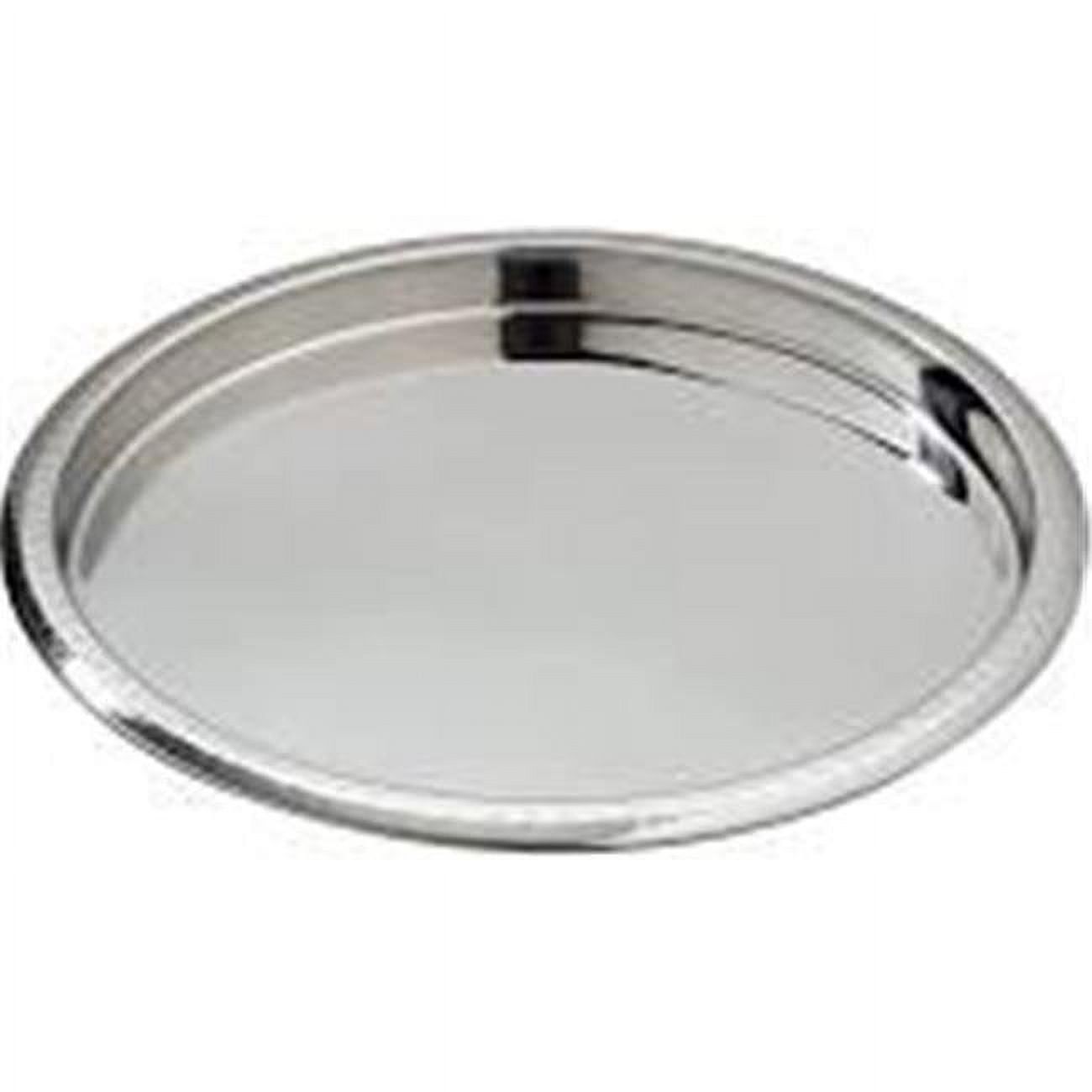 Elegance 14" Silver Stainless Steel Hammered Rim Bar Tray