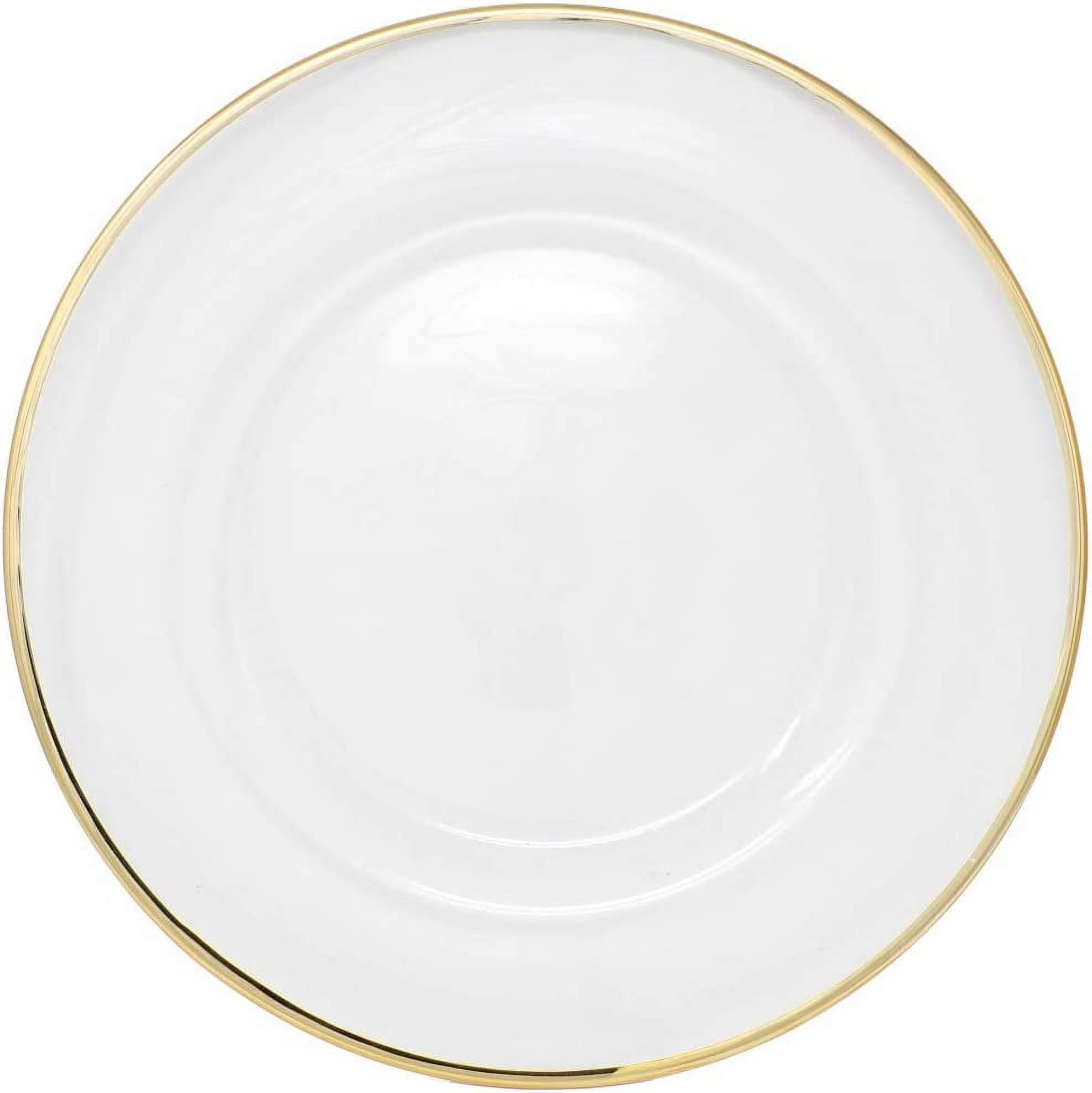 Clear Glass Charger Plates with Gold Rim - Set of 4