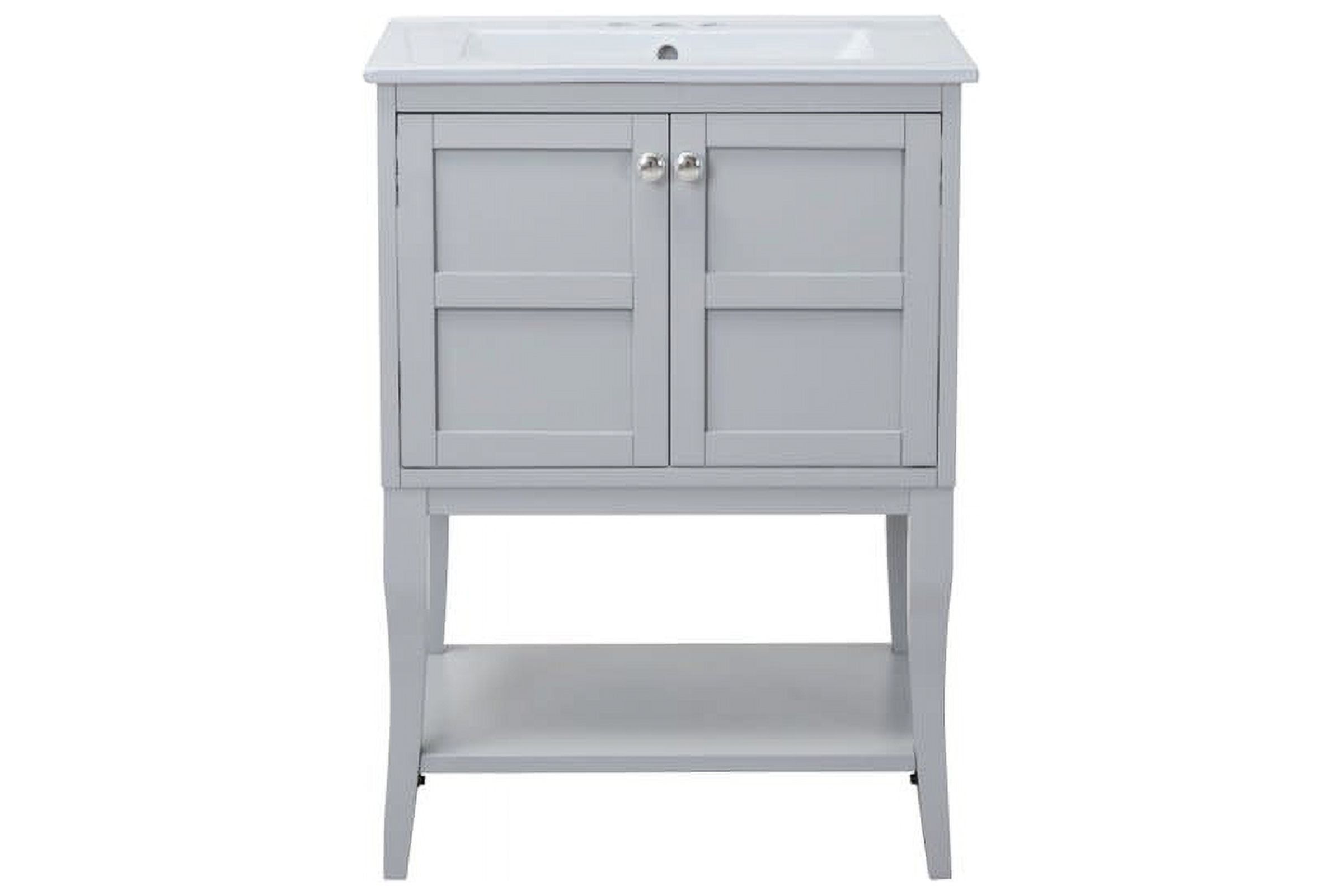 Gray Solid Wood Transitional Office Cabinet with Resin Top