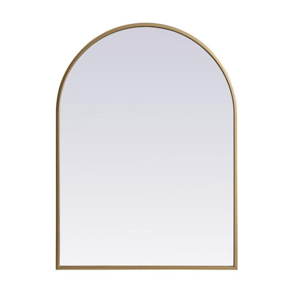 Brass Arch Wall Mirror with Metal Frame, 22x30 Inch