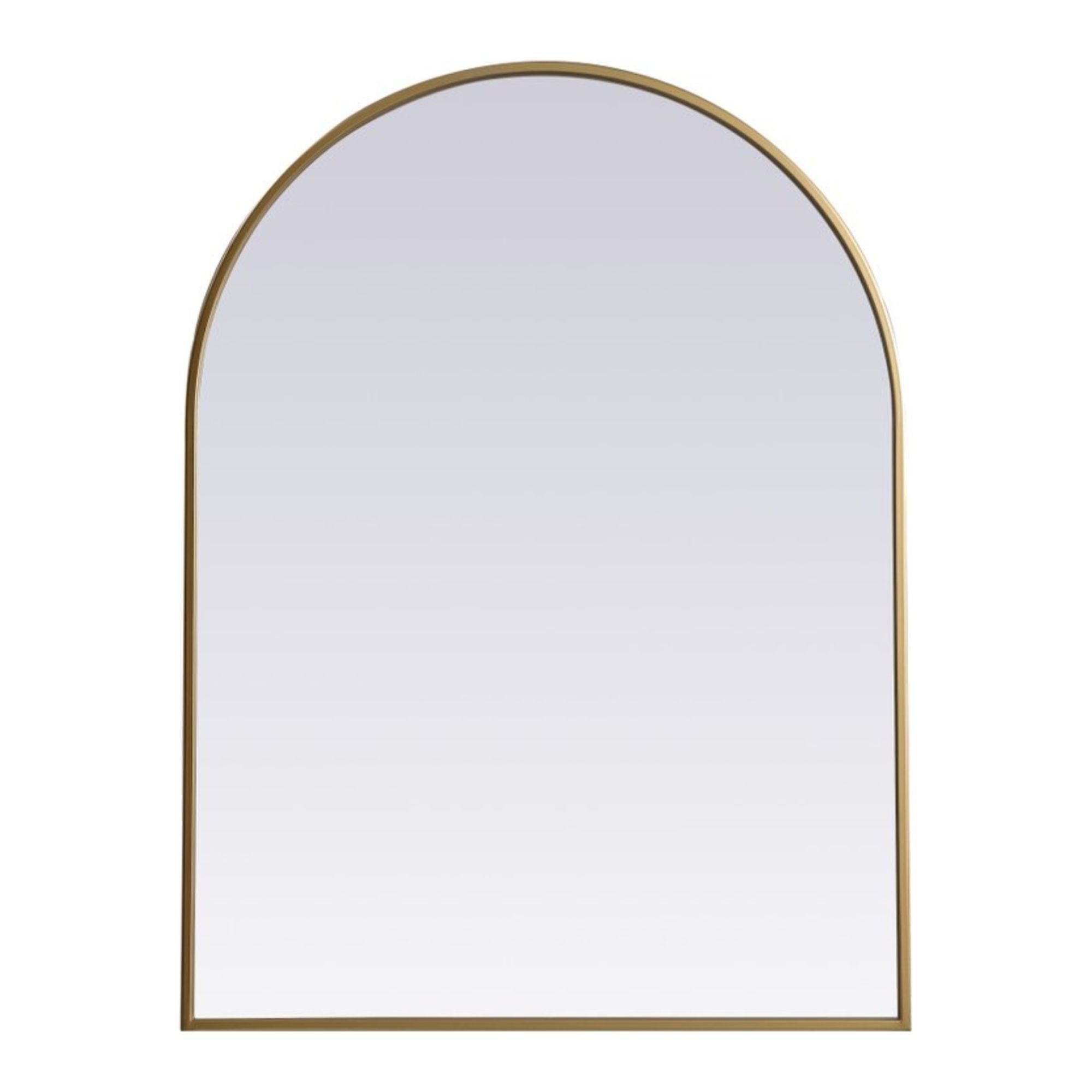 Brass Arch Frame Rectangular Wall Mirror