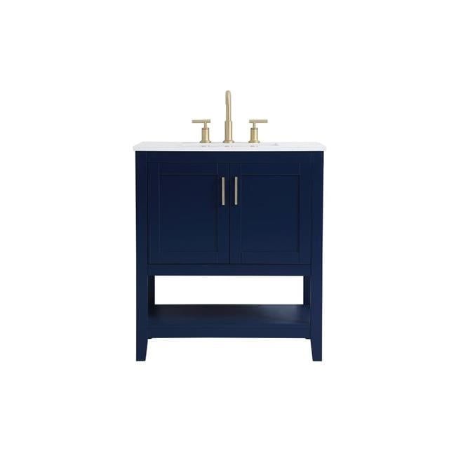 Blue 30" Single Bathroom Vanity with Gold Accents