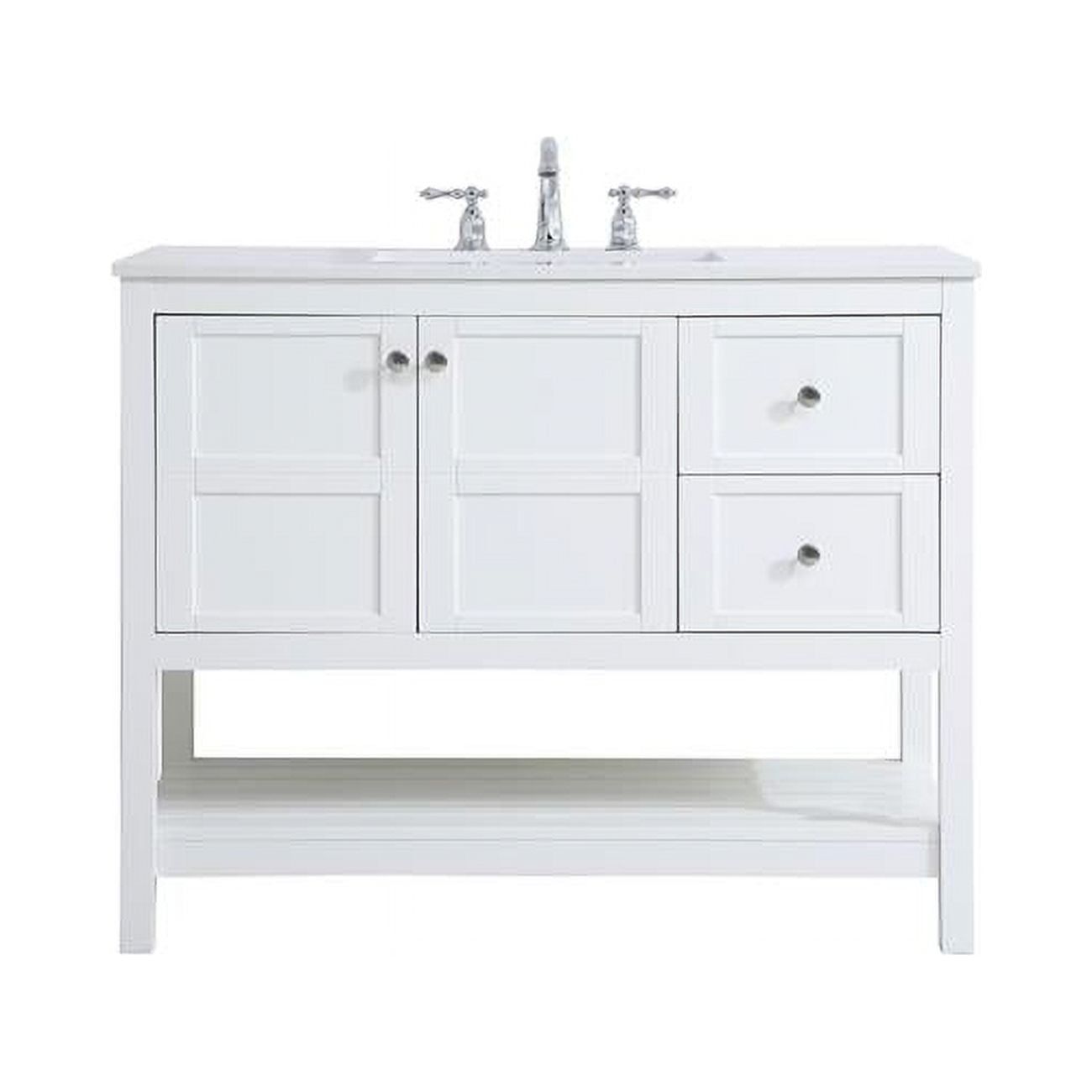 Theo 42" White Calacatta Quartz Single Bathroom Vanity