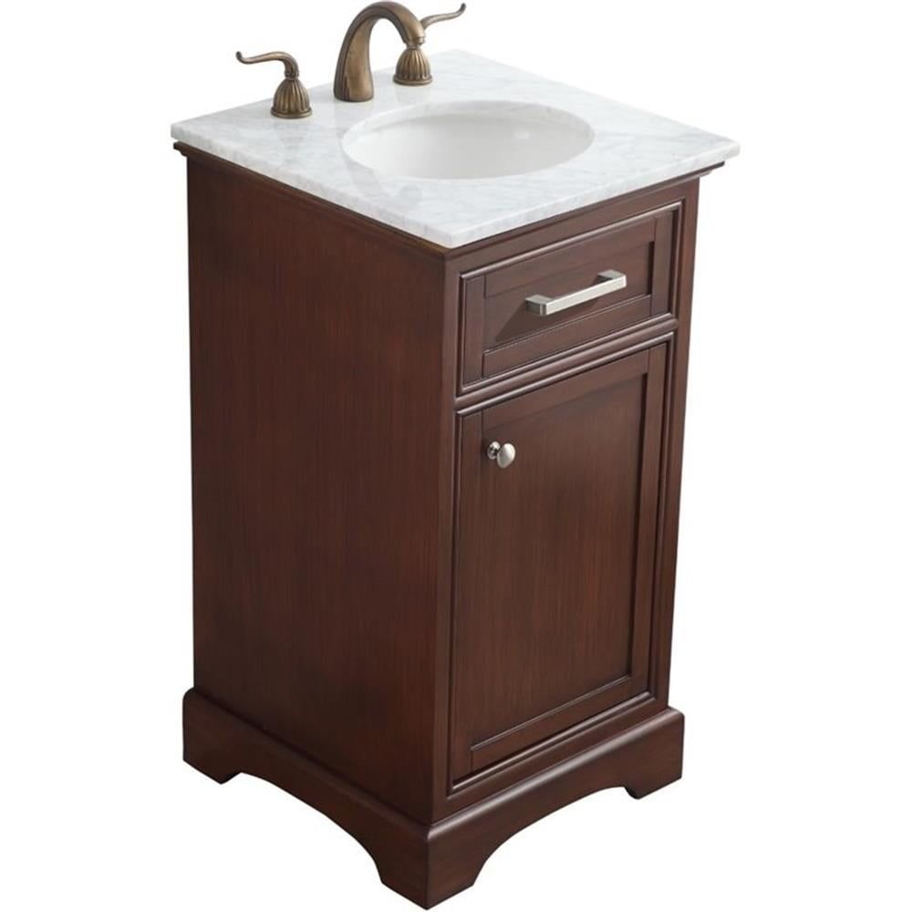 Teak Single Bathroom Vanity with Marble Top