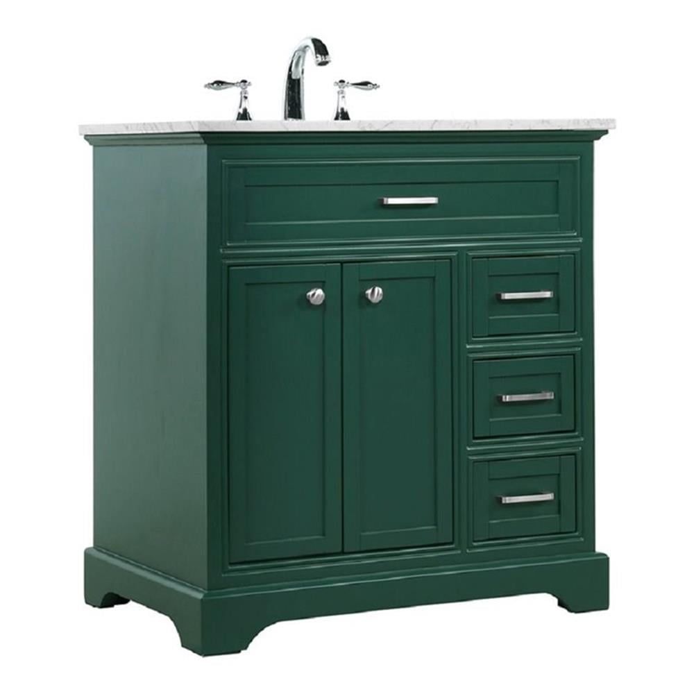 Green Solid Wood MDF Marble Single Bathroom Vanity