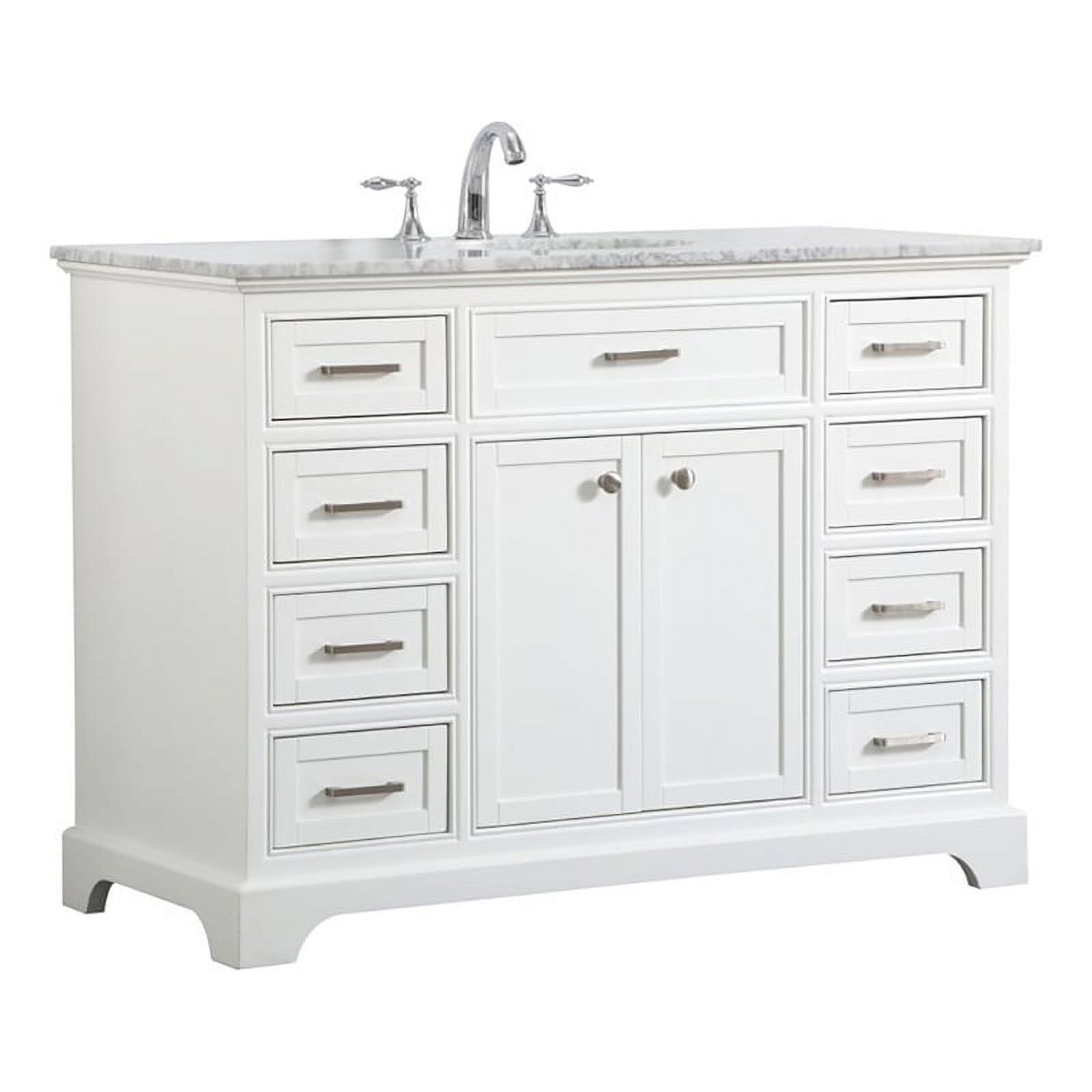 Americana 48" White Wood Single Bathroom Vanity with Marble Top