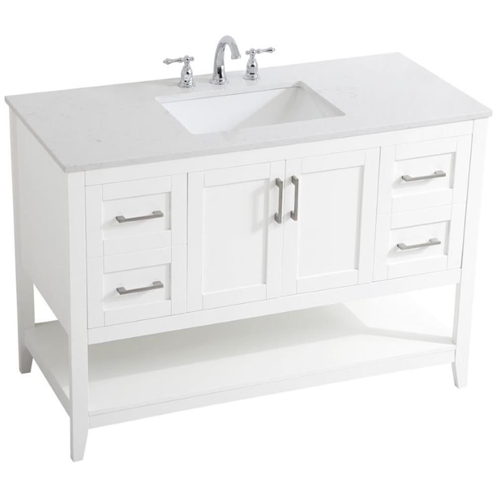 Aubrey 48" White Quartz Top Single Bathroom Vanity