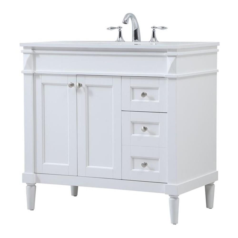 Elegant Decor Bennett 36" Aluminum MDF Single Bathroom Vanity in White