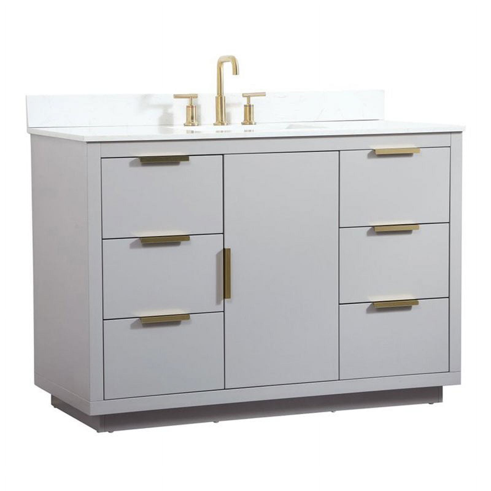 Blake 48" Gray MDF Single Bathroom Vanity with Gold Handles