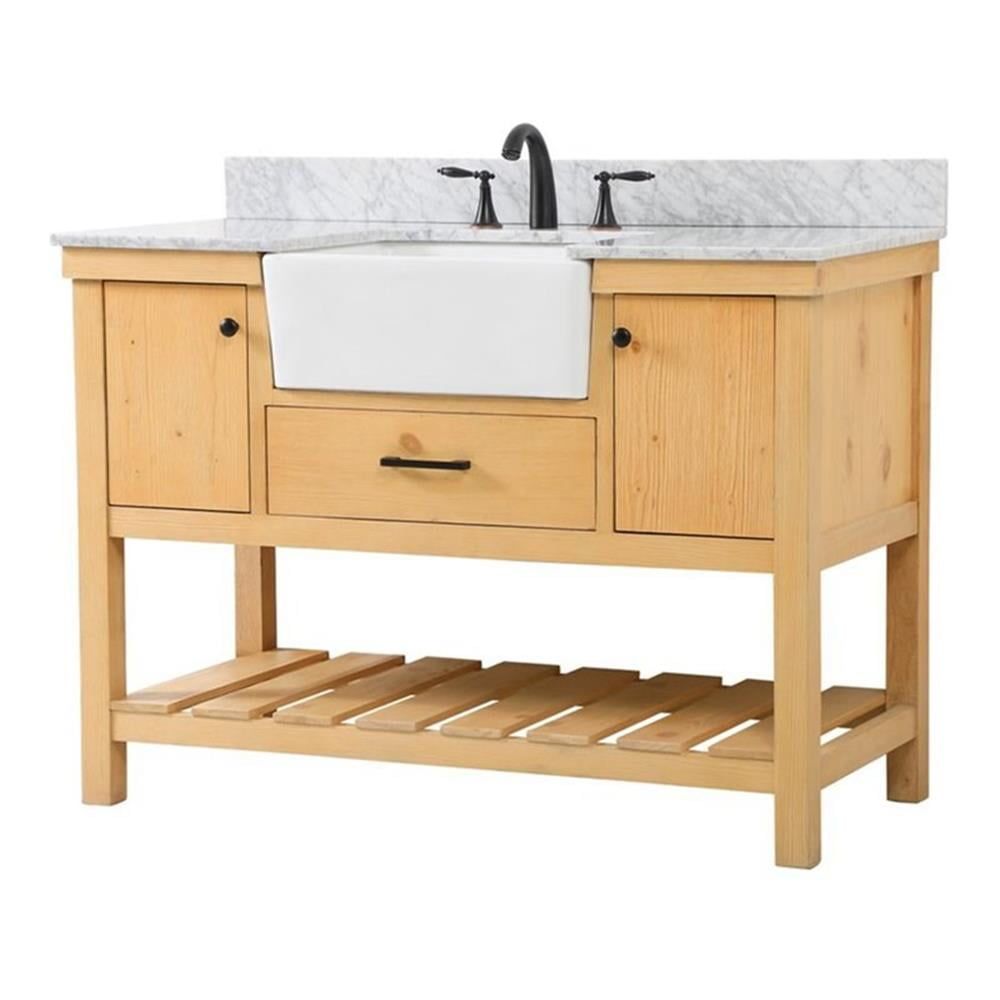 Natural Wood and Marble 48" Single Bathroom Vanity