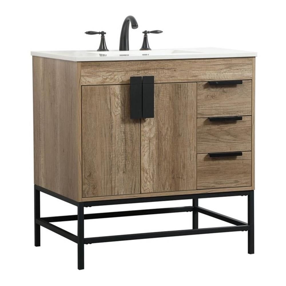 Eugene 32" Natural Oak Single Bathroom Vanity with Steel Handle