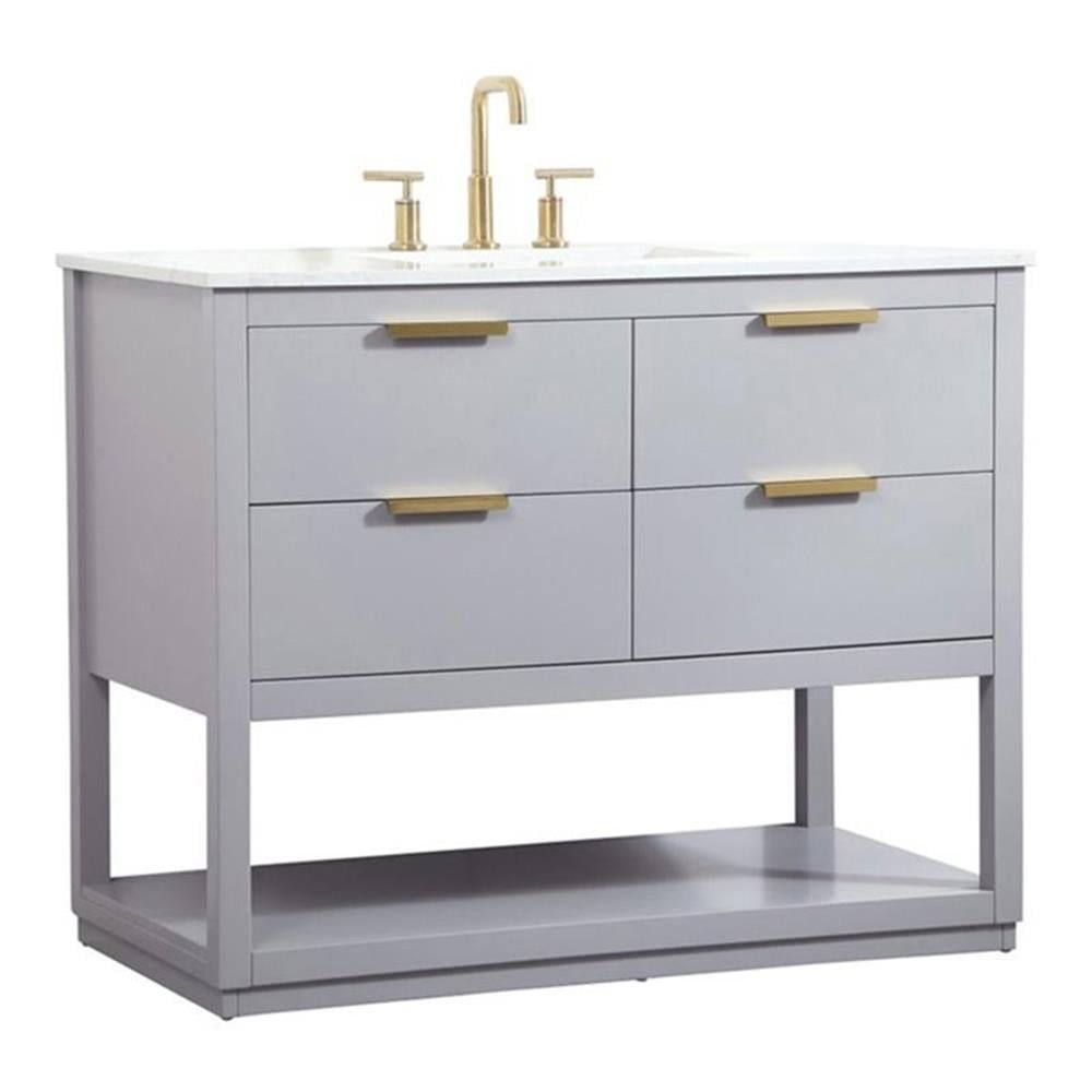 Larkin 42" Gray Solid Wood MDF Single Bathroom Vanity with Gold Hardware