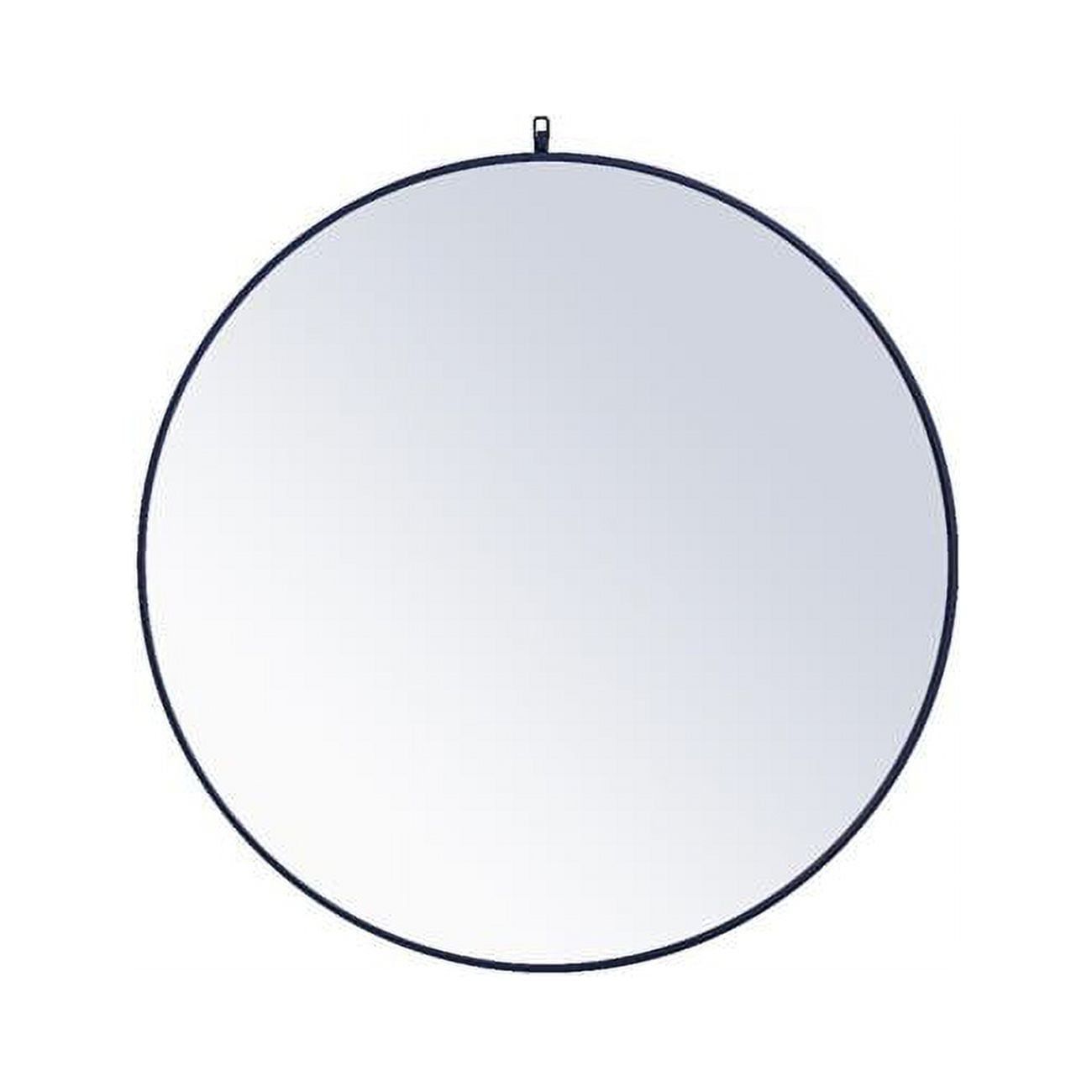 Blue Round Full Length Mirror with Wood Frame