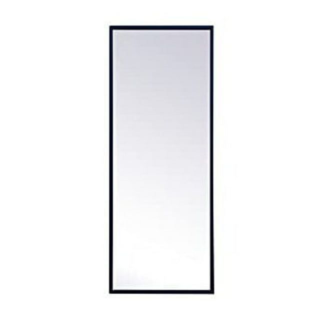 Sleek Blue and Silver Contemporary Wall Mirror 14" x 36"