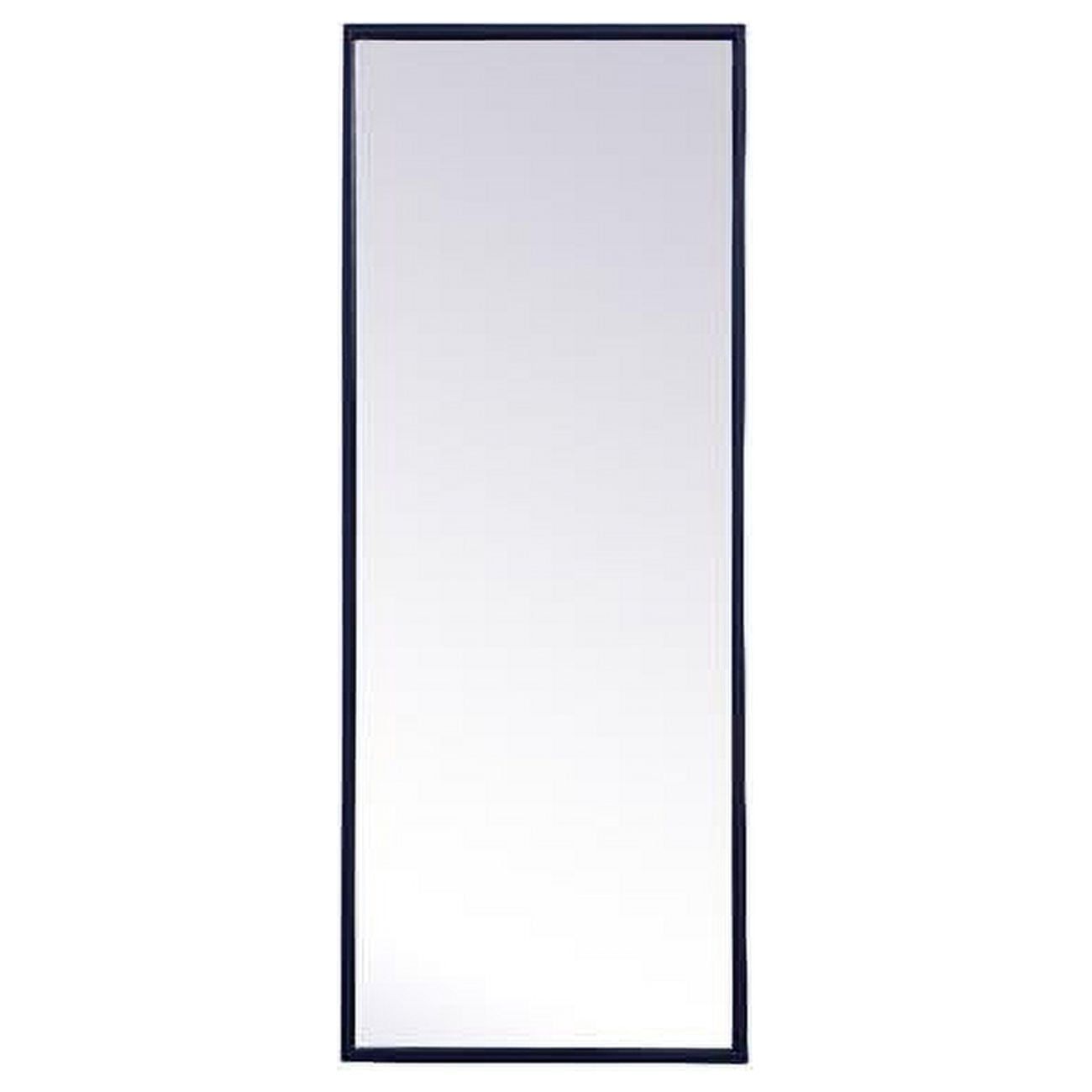 Sleek Blue and Silver Contemporary Wall Mirror 14" x 36"