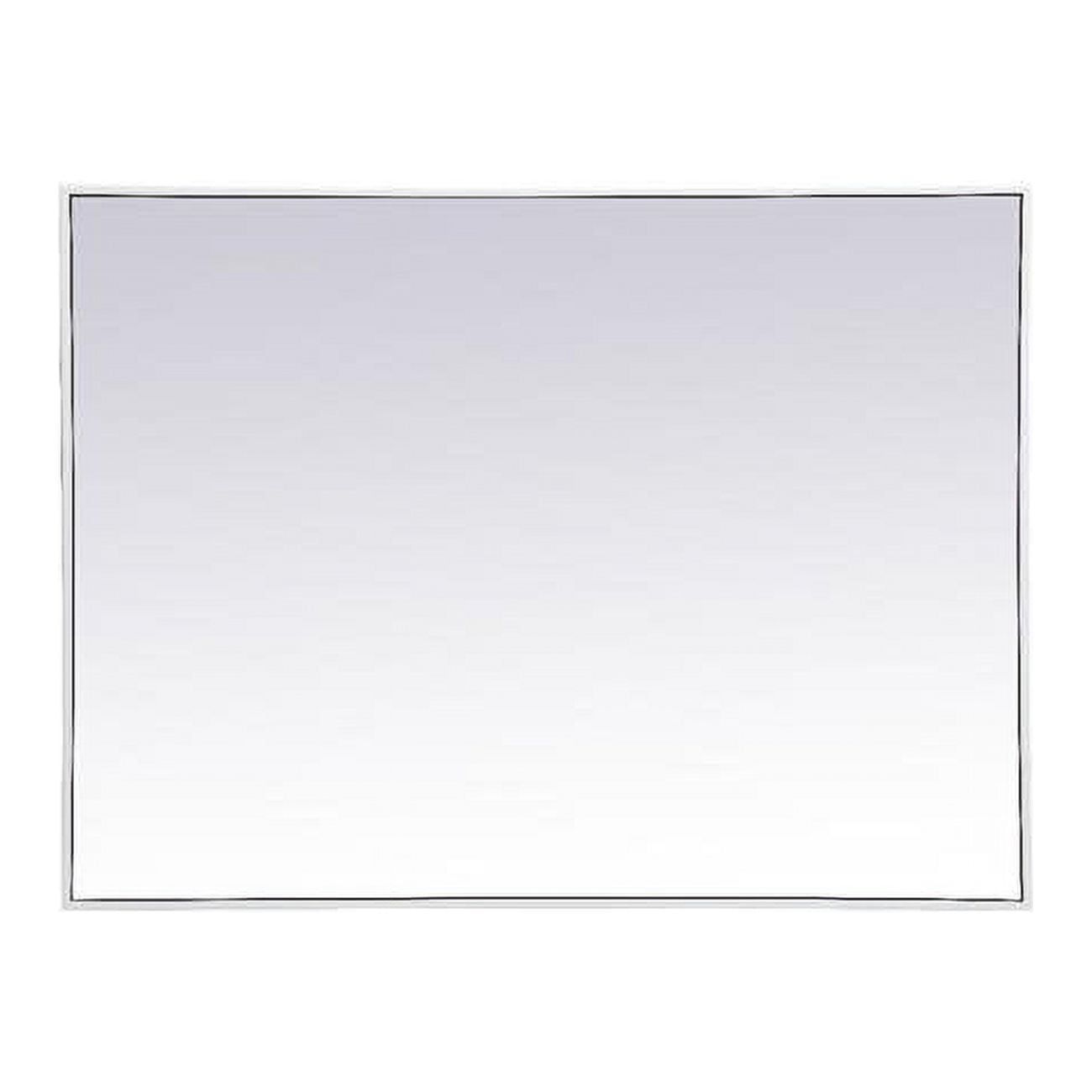 Elegant White 30x40 Contemporary Wood & Metal Rectangular Mirror