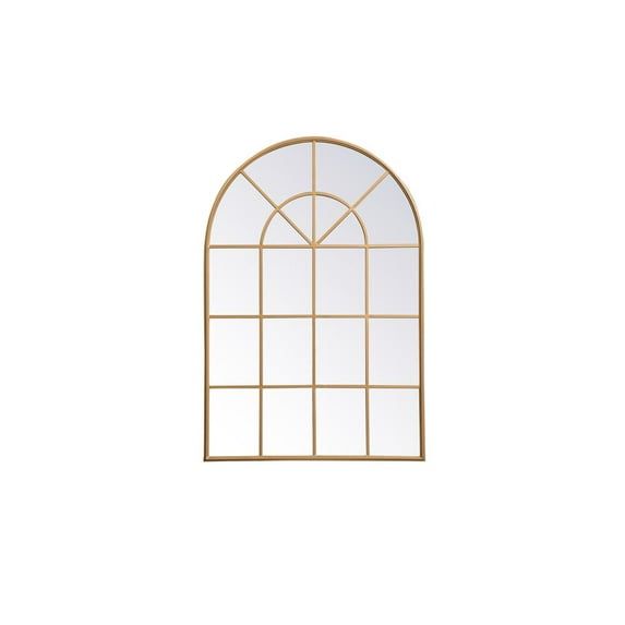Contemporary Minimalist Brass-Finish Rectangular Wood Mirror 36x53"