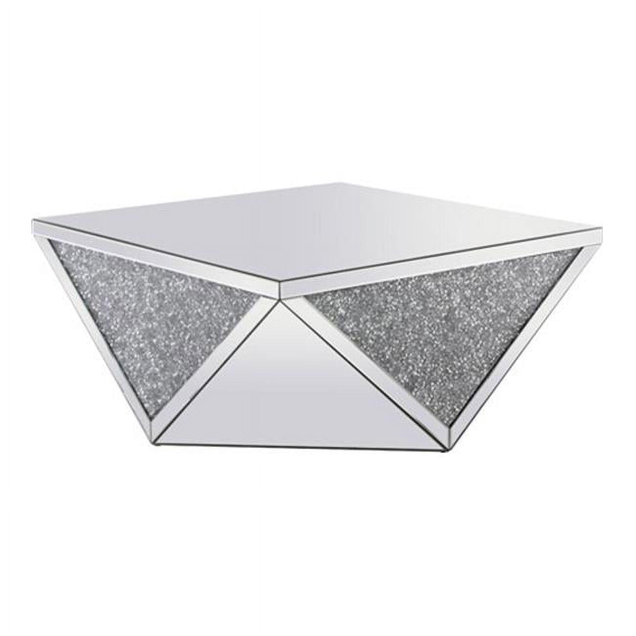 Modern Elegance 38" Square Wood and Crystal Mirrored Coffee Table