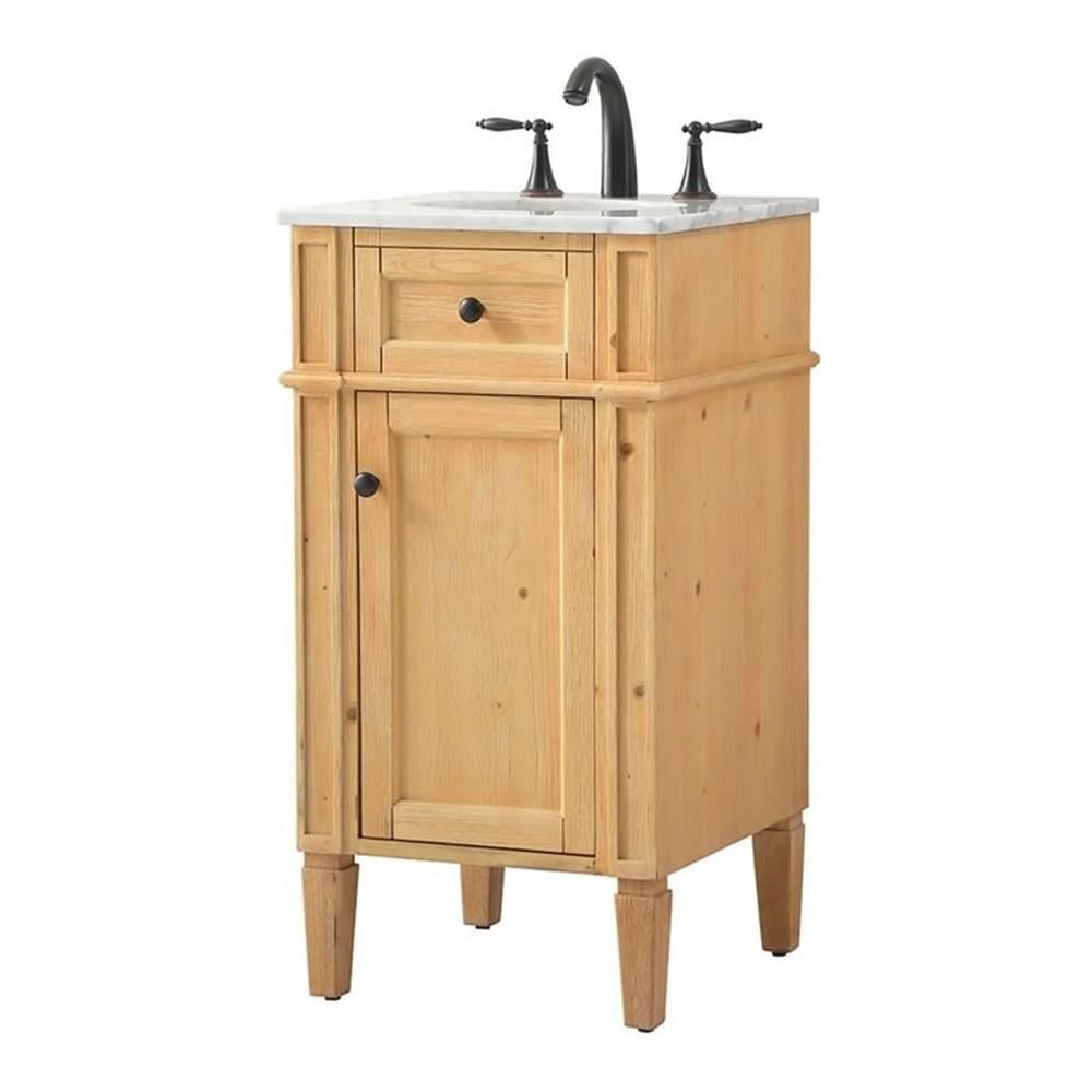 Natural Wood 18" Single Bathroom Vanity with Marble Top