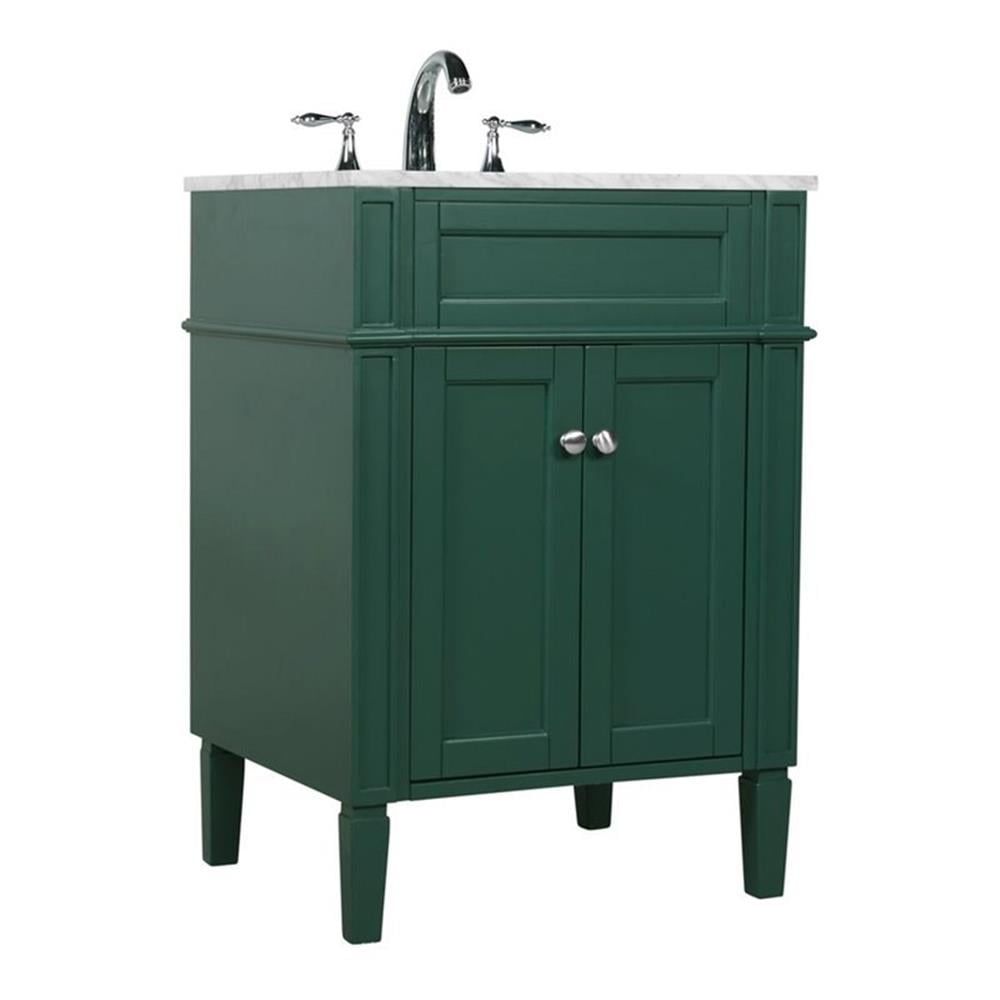 Green 24" Marble Top Single Bathroom Vanity with Porcelain Sink