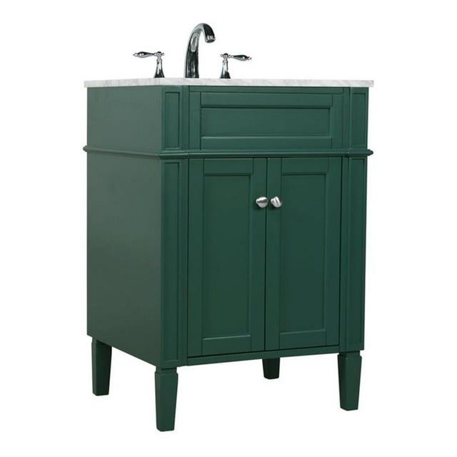 Green 24" Marble Top Single Bathroom Vanity with Porcelain Sink