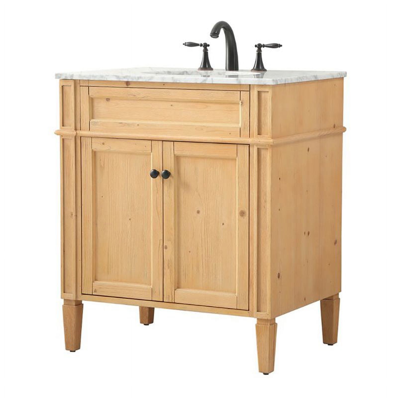 Natural Wood 30" Single Bathroom Vanity with Marble Top