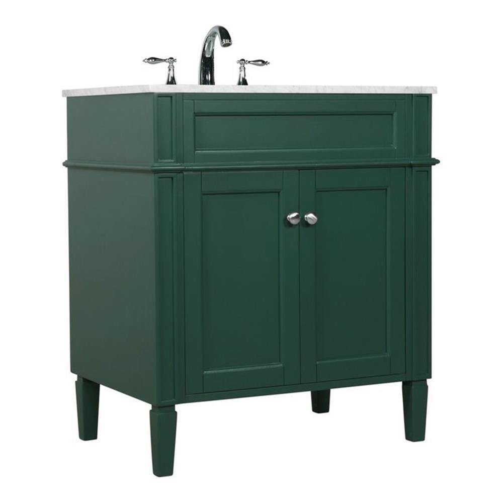 Green Metal MDF Marble Single Bathroom Vanity with Porcelain Sink