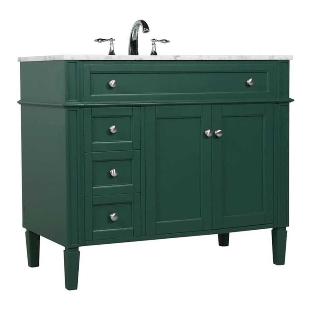Green Solid Wood MDF Marble Single Bathroom Vanity