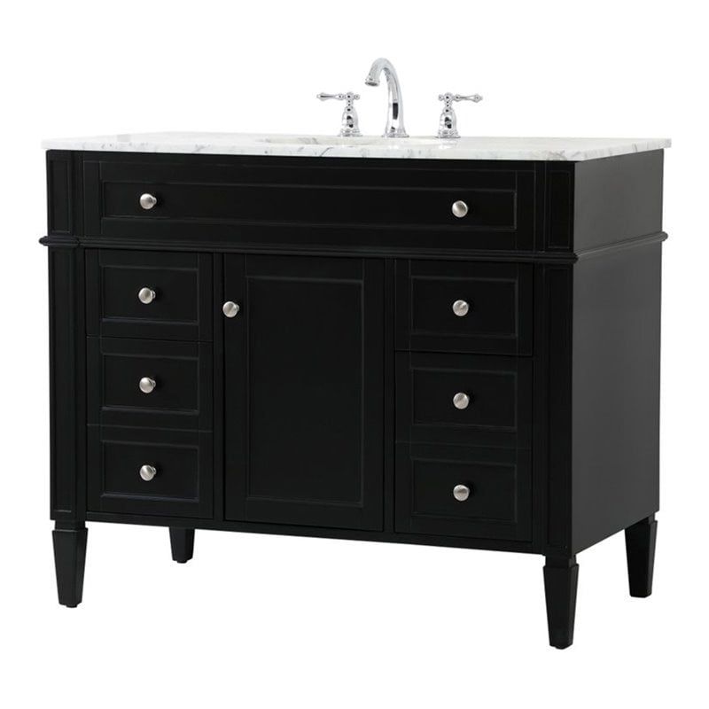 Black Freestanding Single Bathroom Vanity with Marble Top