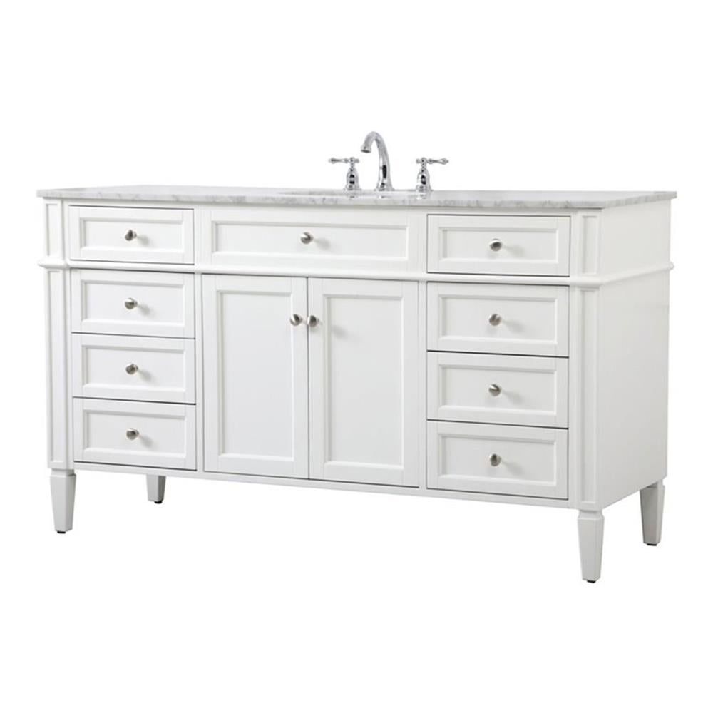 Park Avenue 60" White Marble Single Bathroom Vanity