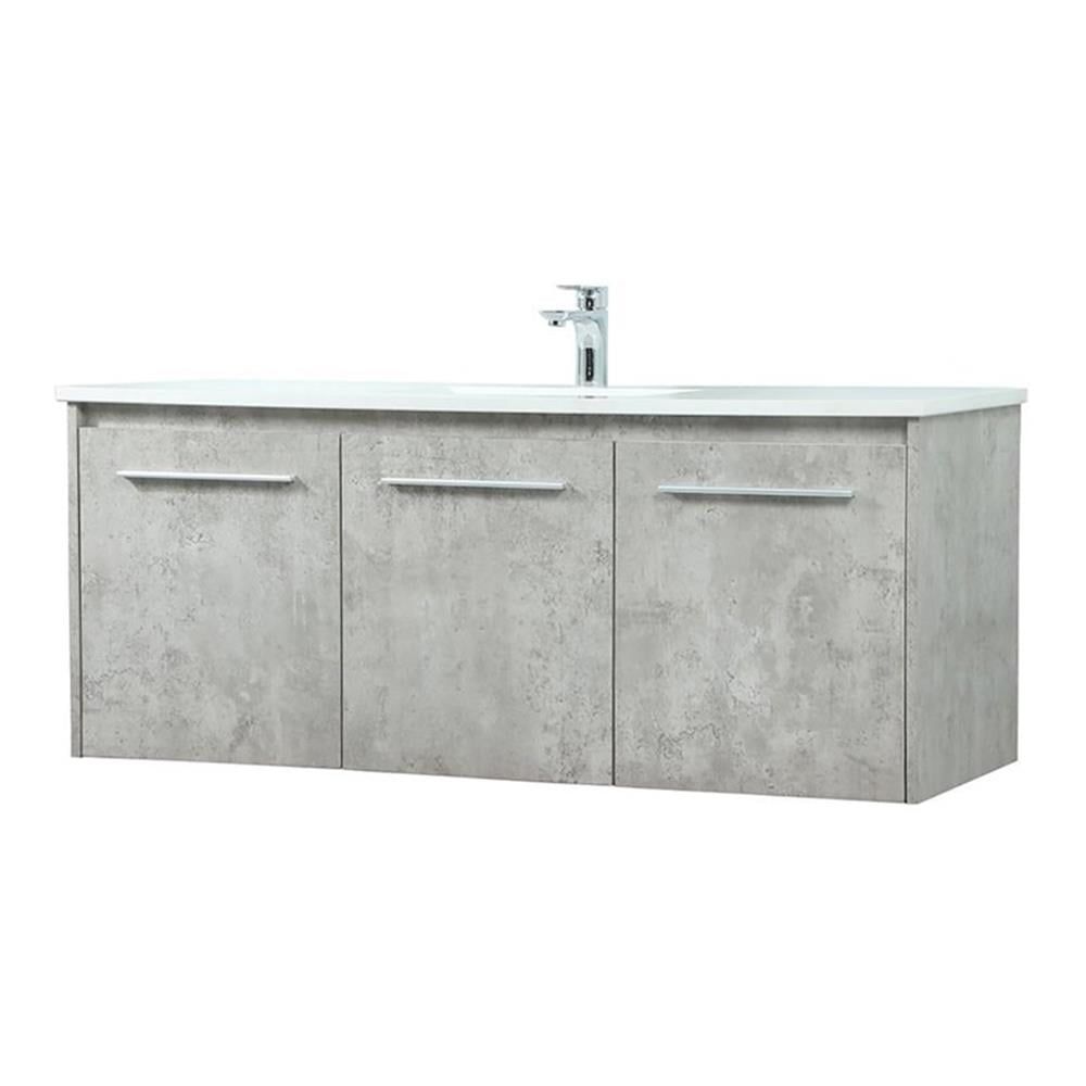 Gray 48" Wall-Mount Single Bathroom Vanity with Quartz Top