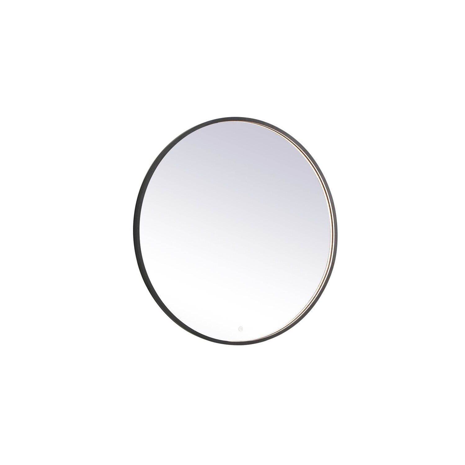 Black Aluminum LED Round Bathroom Vanity Mirror