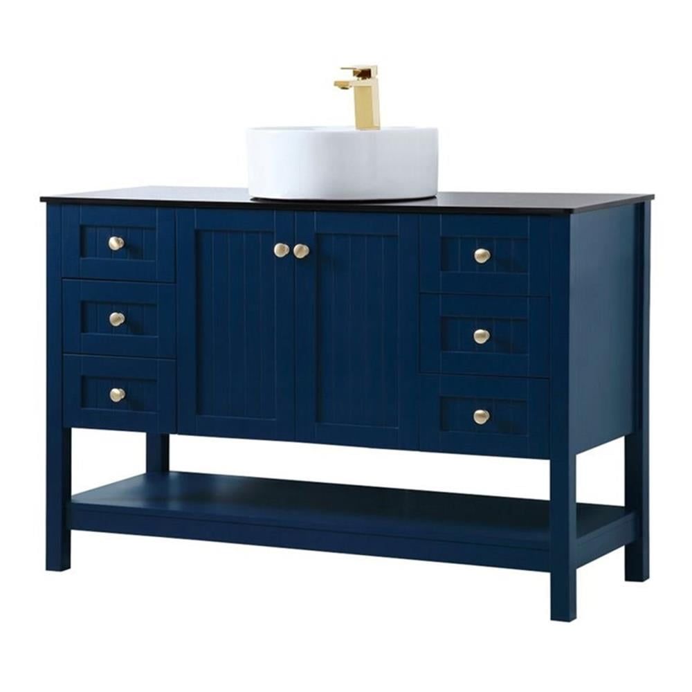 Blue 48" Steel and Porcelain Freestanding Bathroom Vanity