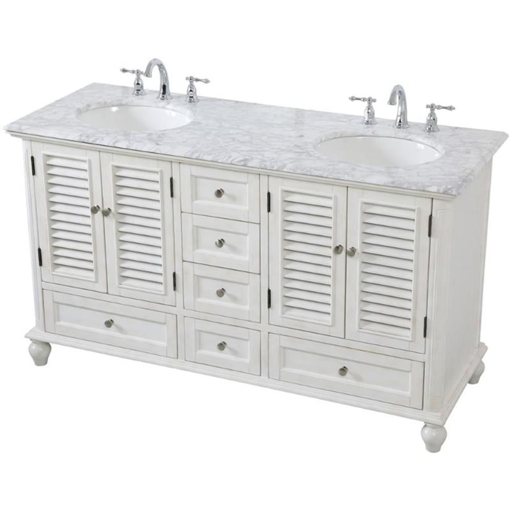 Rhodes 60" Double White Marble Top Bathroom Vanity