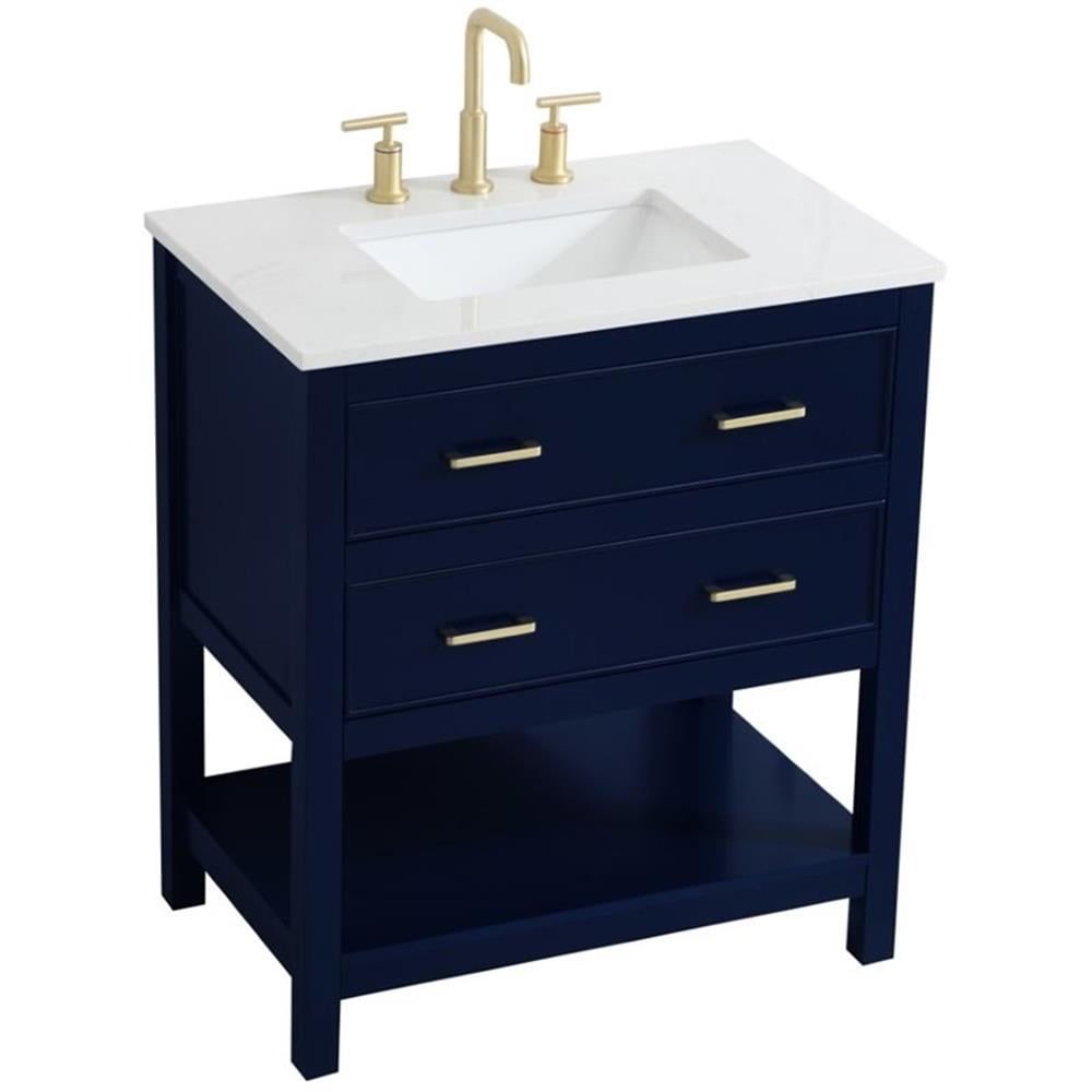 Sinclaire 30" Blue Quartz Top Traditional Bathroom Vanity