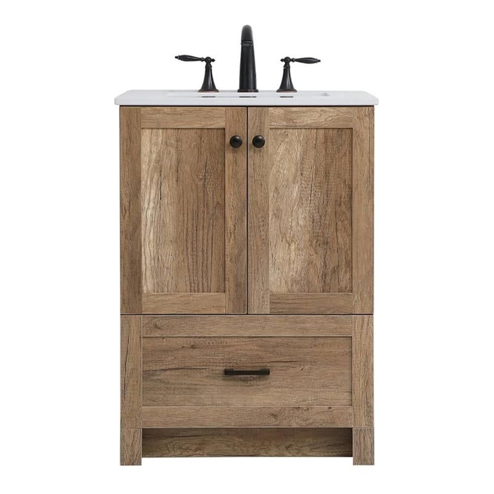 Natural Oak 24" Single Bathroom Vanity with Porcelain Sink