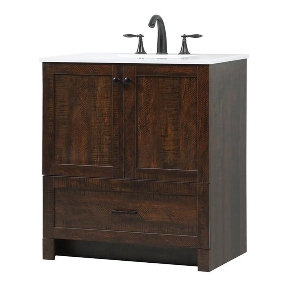 Espresso 30" Freestanding Single Bathroom Vanity with Porcelain Sink