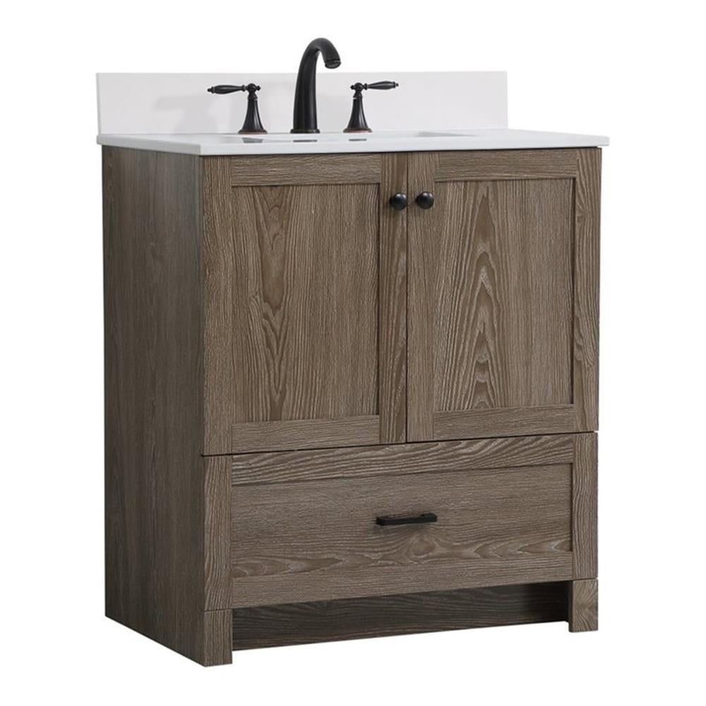 Weathered Oak 30" Single Bathroom Vanity with Porcelain Sink