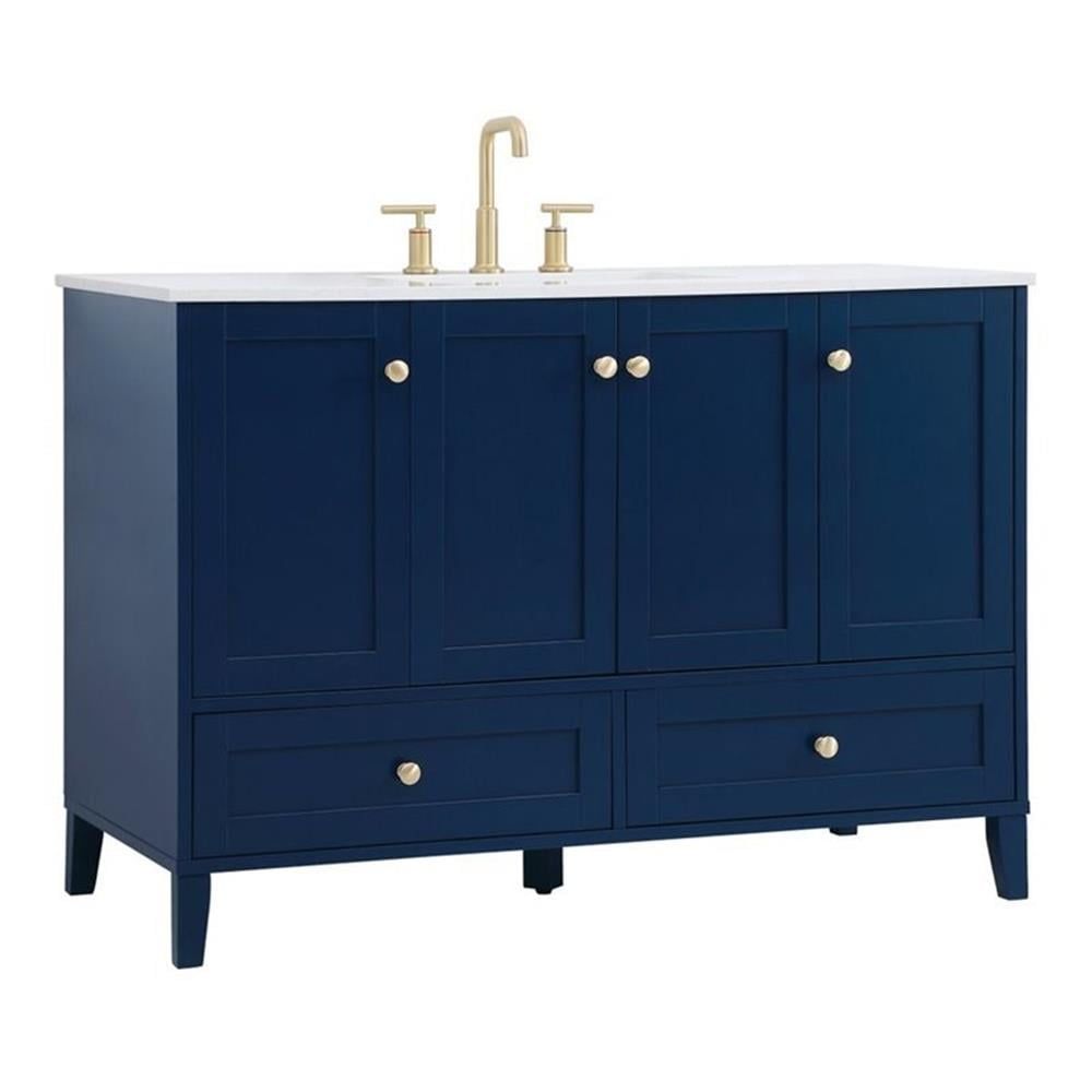 Sommerville 48" Blue and Gold Single Bathroom Vanity with Marble Top