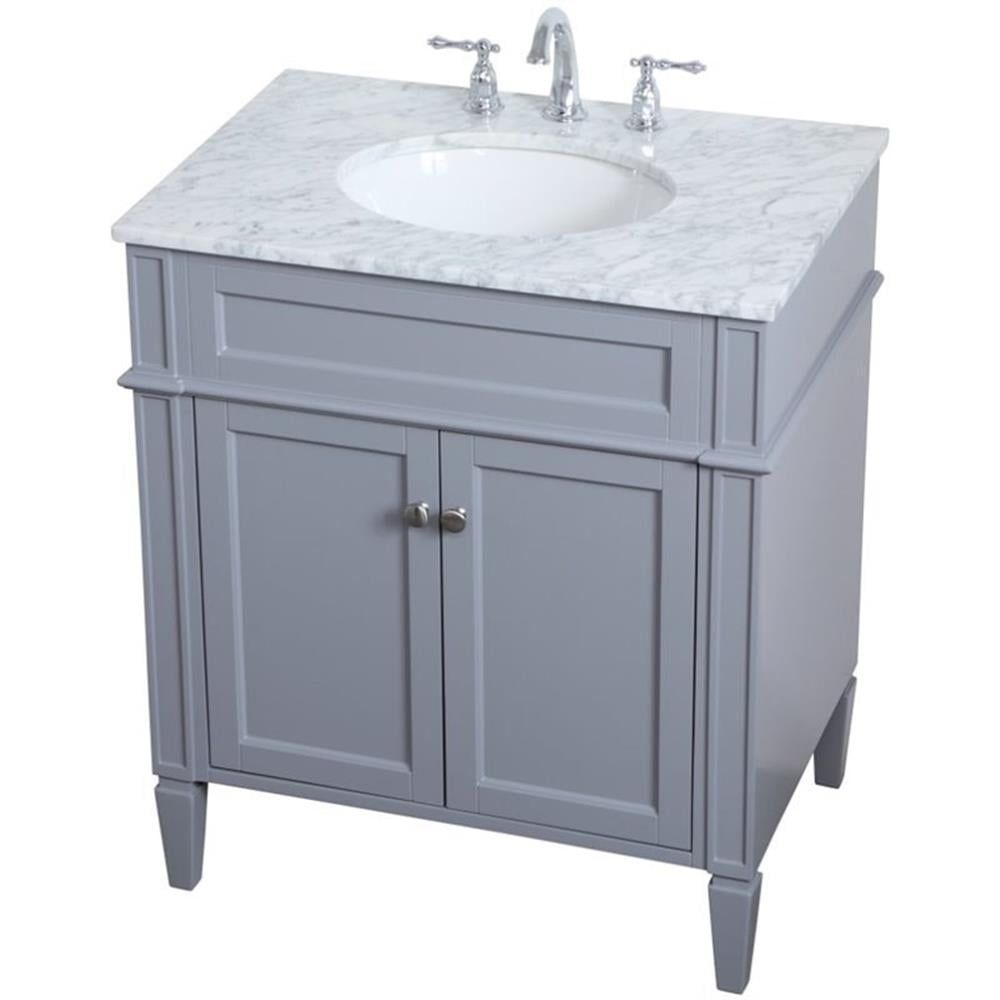 Gray Marble Top Single Bathroom Vanity with Porcelain Sink