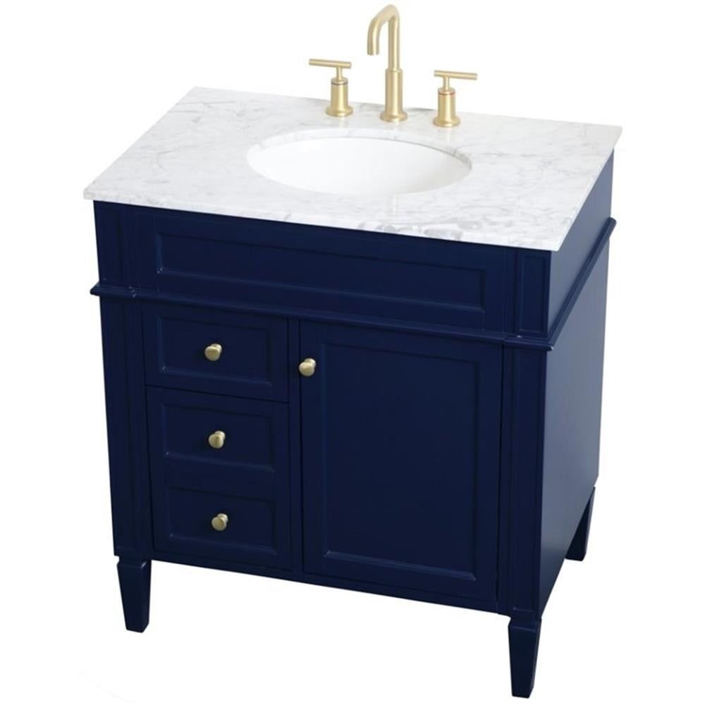 Blue and Gold 32" Single Marble Top Bathroom Vanity