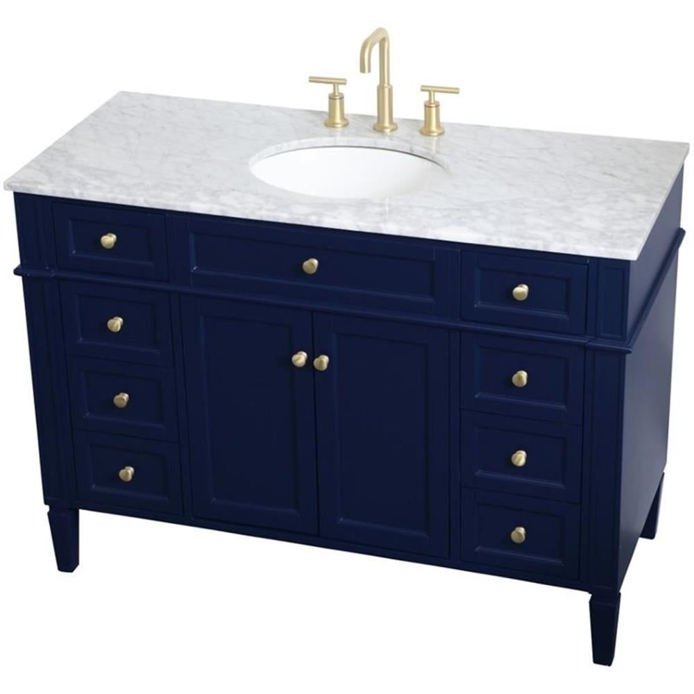 48-Inch Blue and White Marble Single Bathroom Vanity