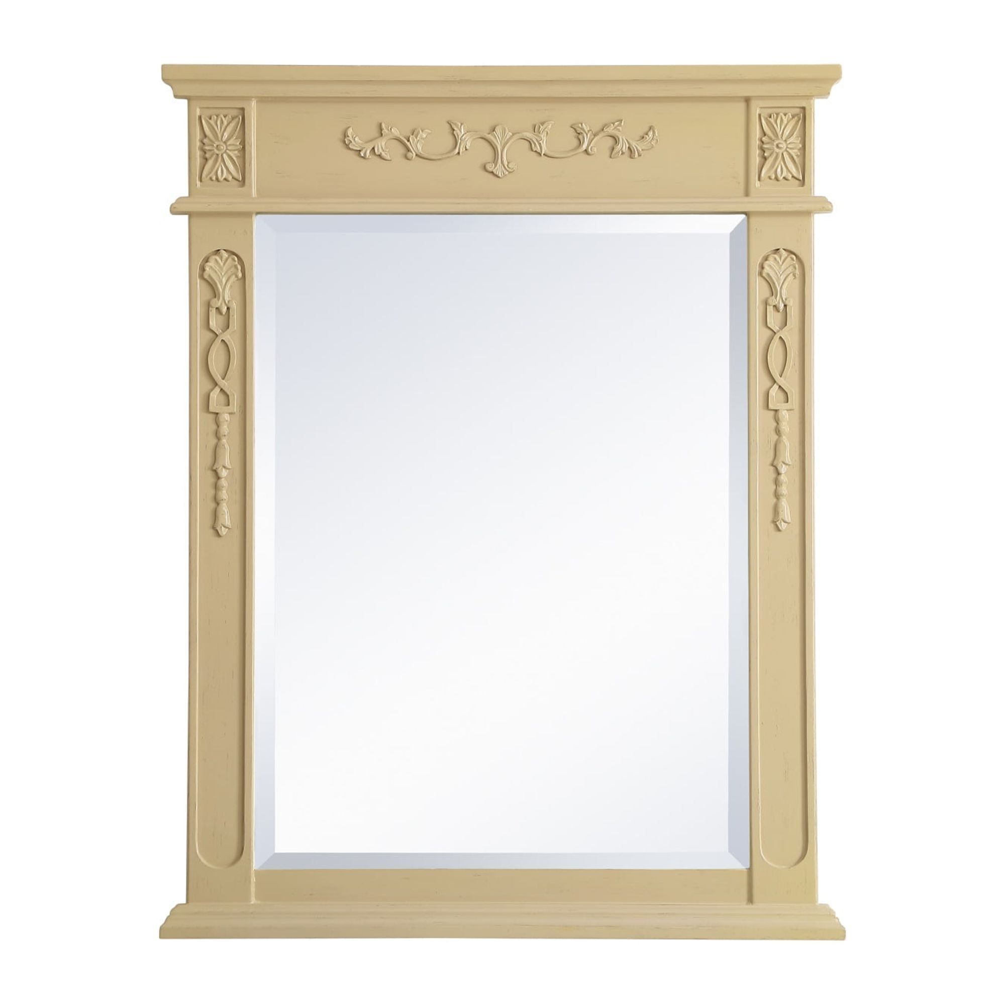 Danville Hand-Crafted 28" x 36" Traditional Wood Frame Mirror in Light Antique Beige