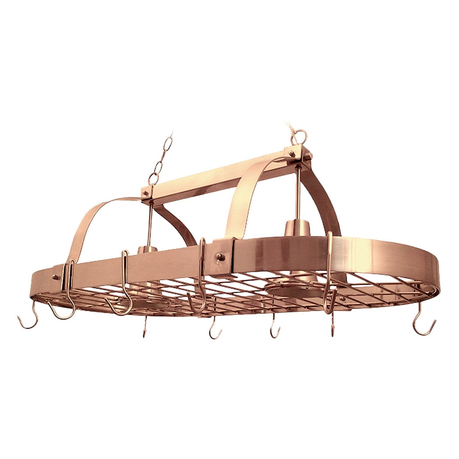 Copper Finish 2-Light Kitchen Pot Rack with Downlights