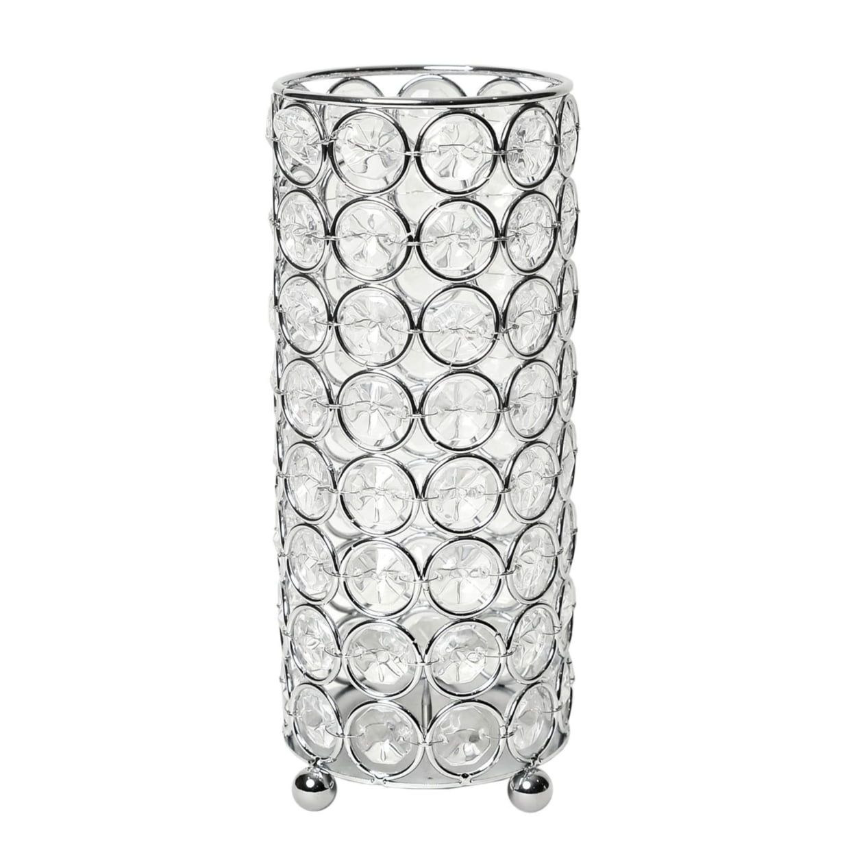 Elipse 7.75" Chrome Base Crystal Candle Holder & Flower Vase