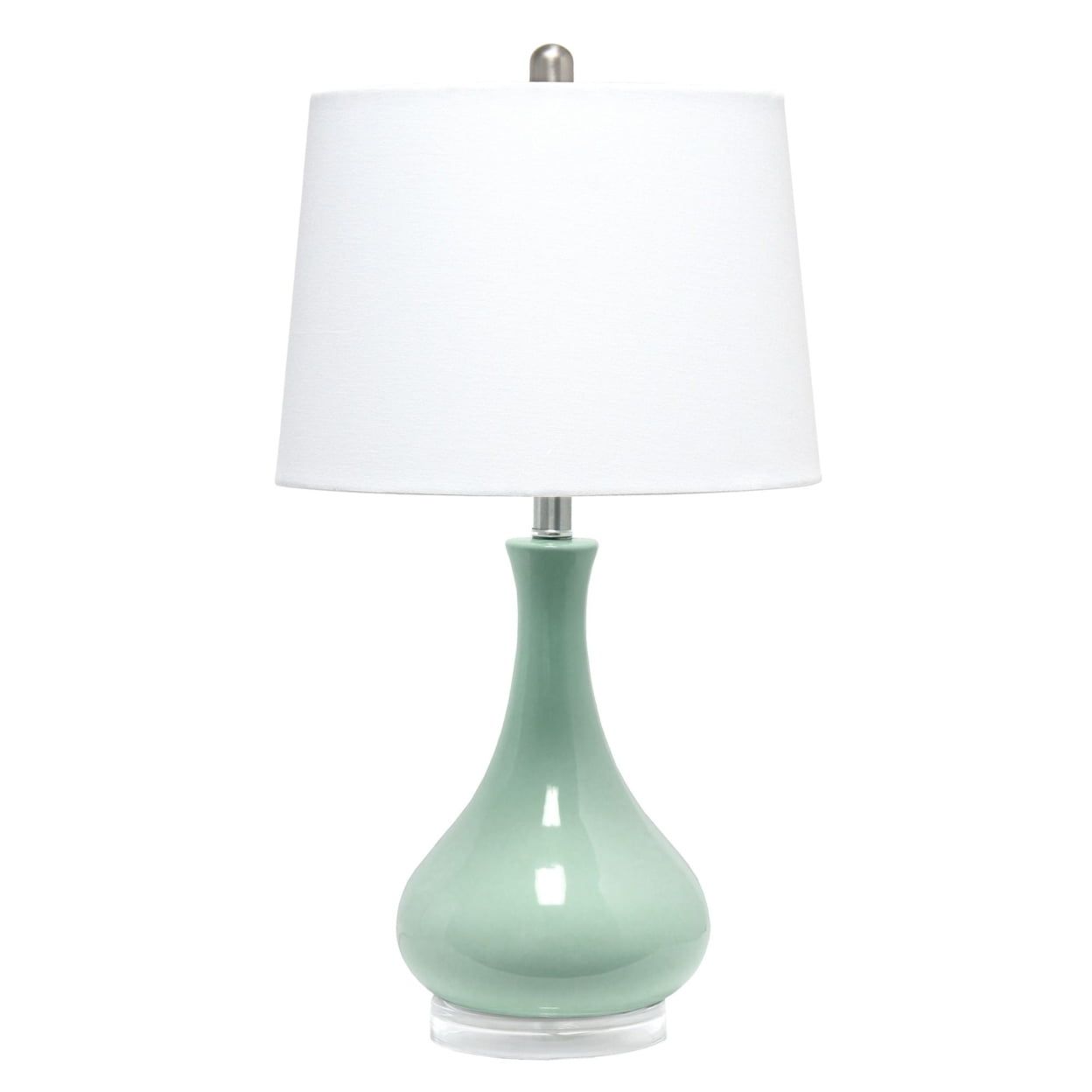 Aqua Ceramic Teardrop Table Lamp with White Shade