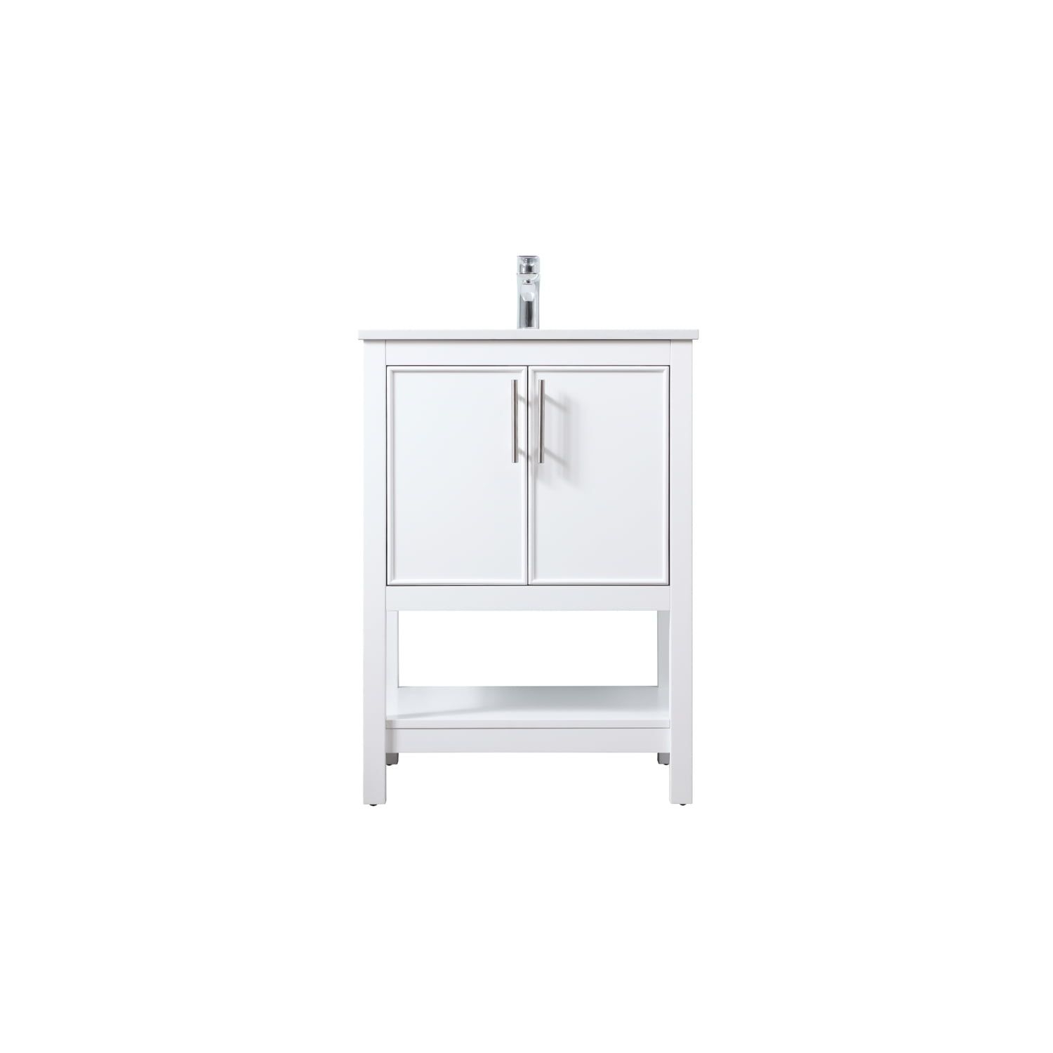 24-Inch White Freestanding Bathroom Vanity with Calacatta Marble Top