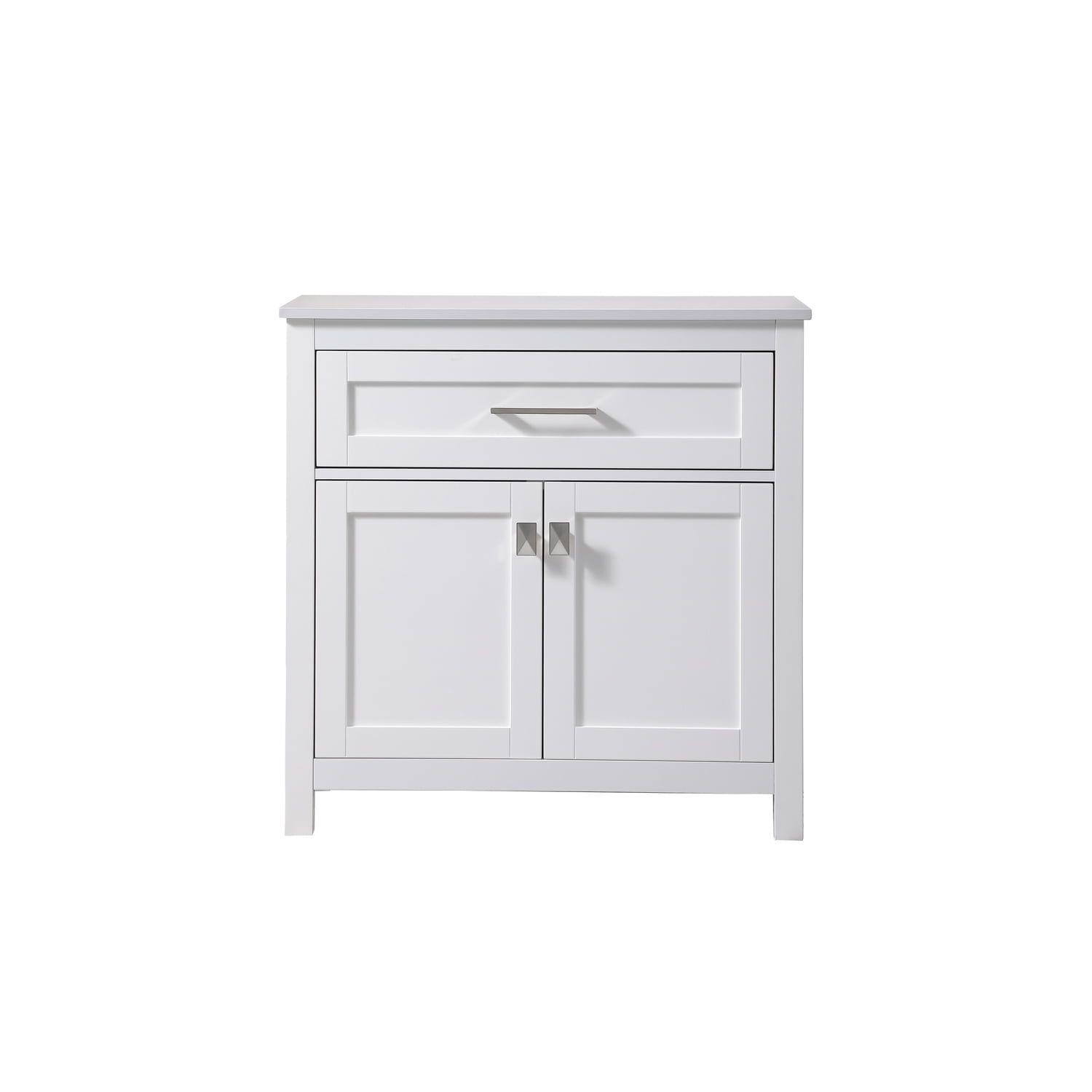 White MDF Bathroom Storage Cabinet with Brushed Nickel Hardware