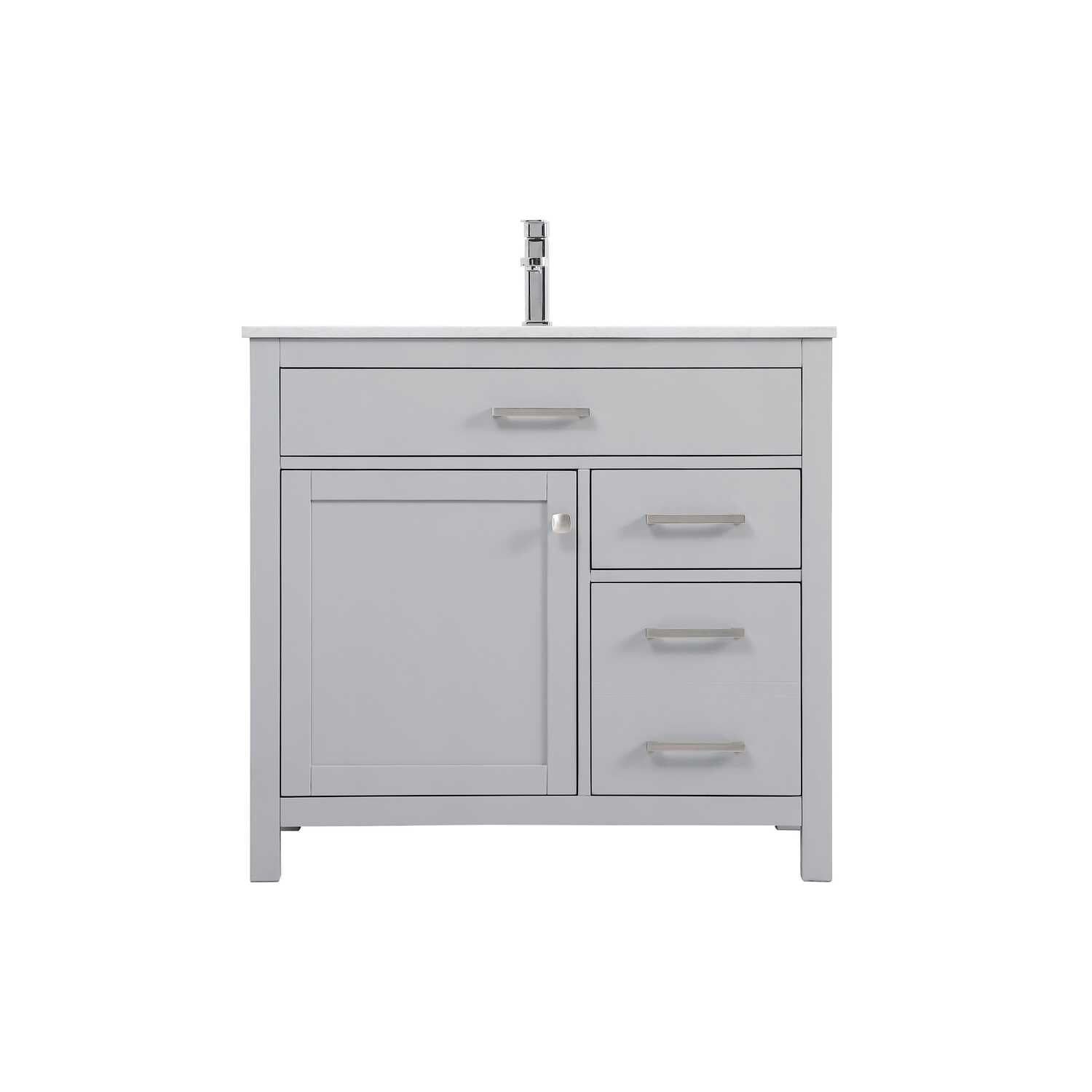 36" Grey Freestanding Vanity with Calacatta Marble Top