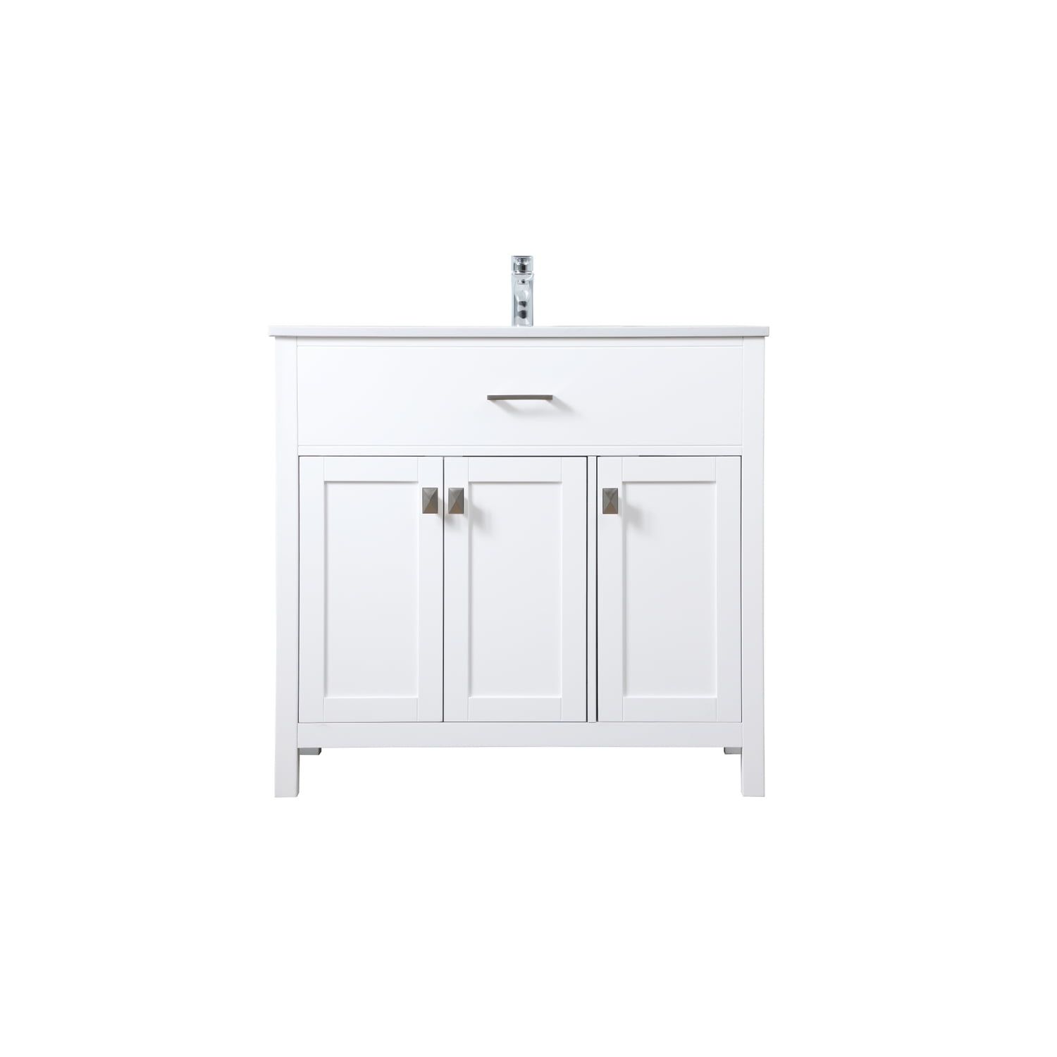 36-Inch White Freestanding Vanity with Calacatta Marble Top